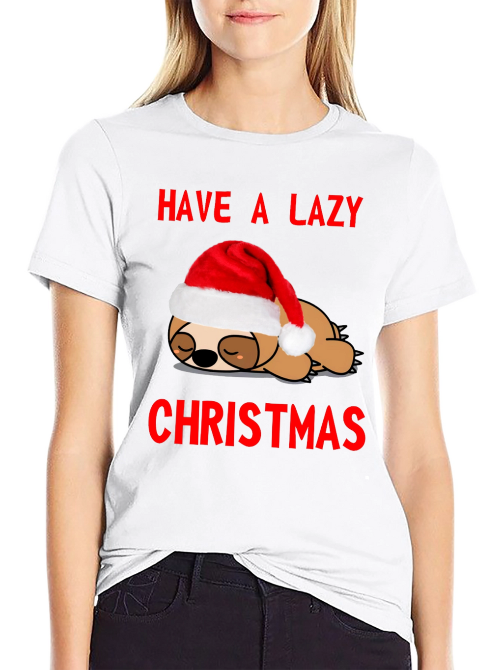 Lazy Christmas Sloth Graphic Tee
