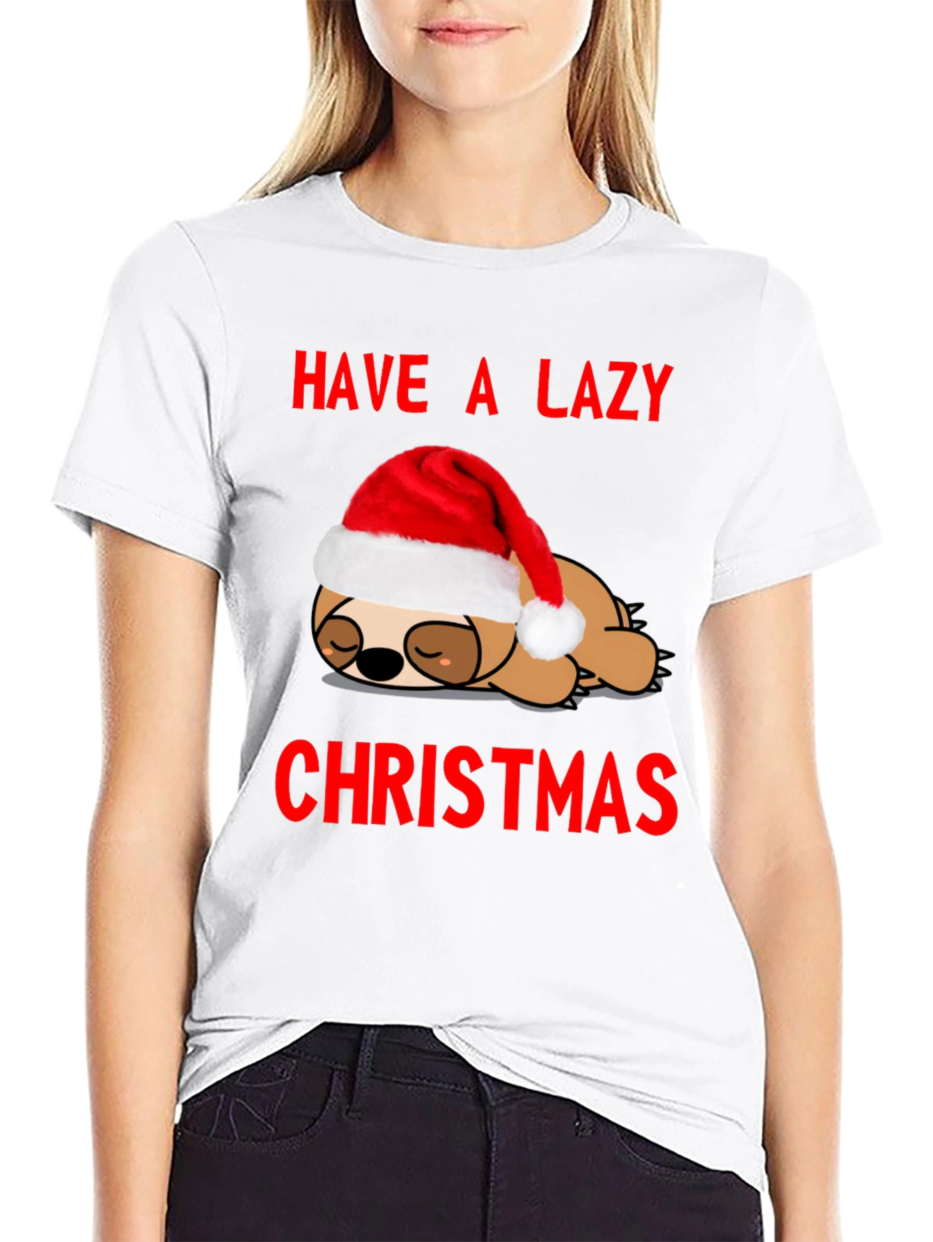 Lazy Christmas Sloth Graphic Tee