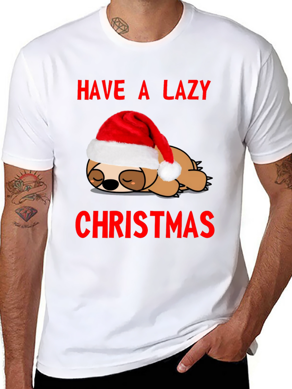Lazy Christmas Sloth Graphic Tee