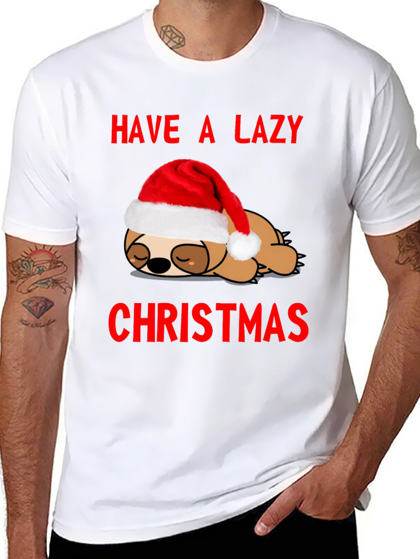 Lazy Christmas Sloth Graphic Tee