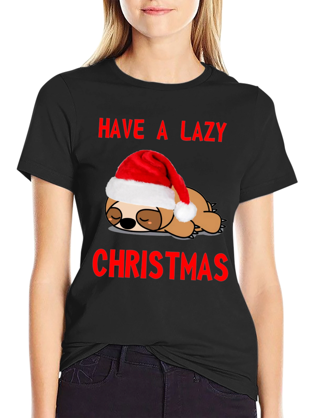 Lazy Christmas Sloth Graphic Tee