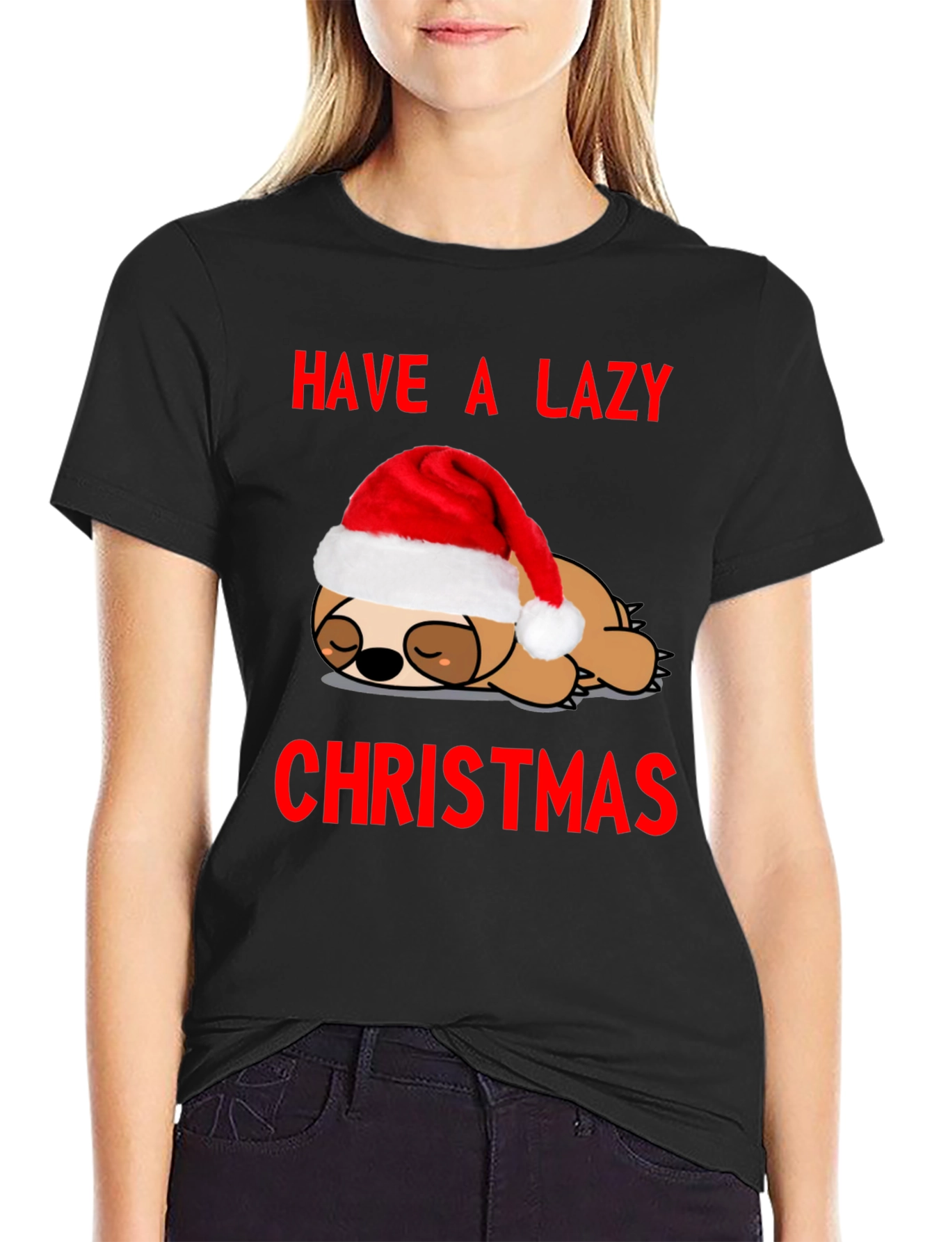 Lazy Christmas Sloth Graphic Tee