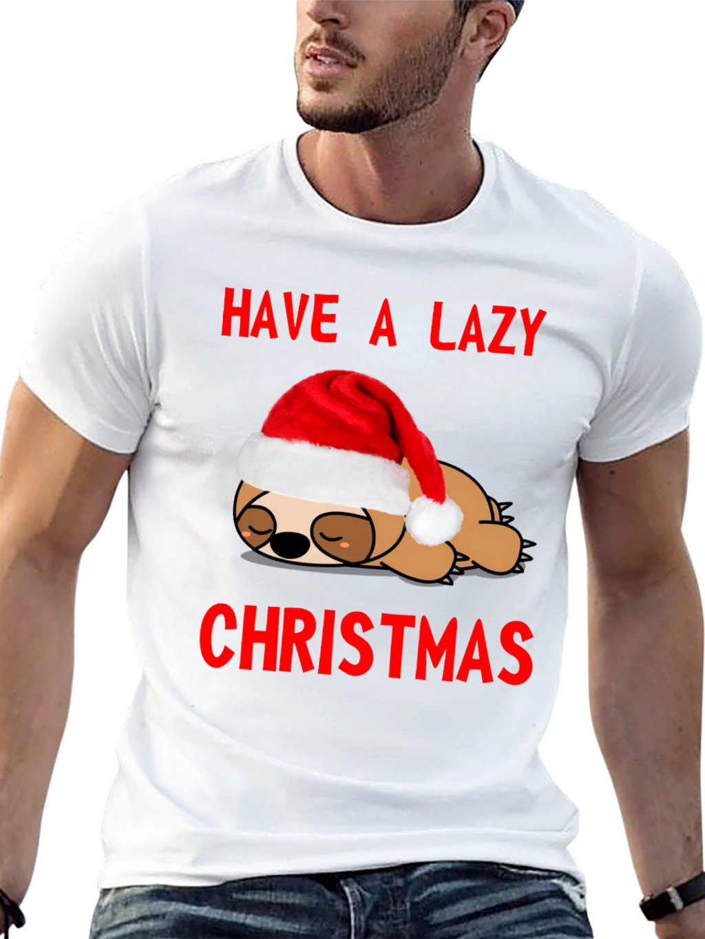 Lazy Christmas Sloth Graphic Tee