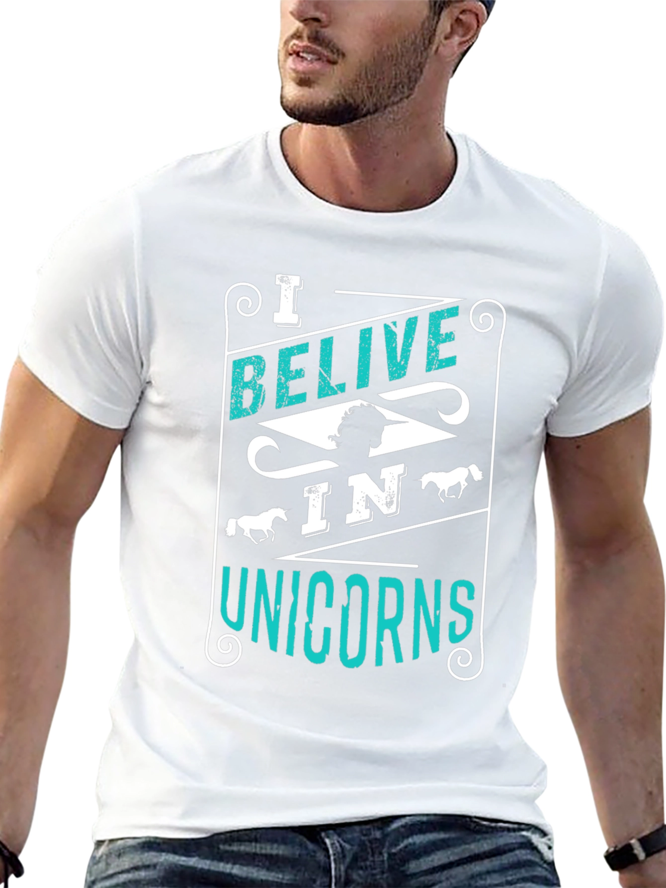 Believe in Unicorns Graphic Tee - Black Cotton Shirt