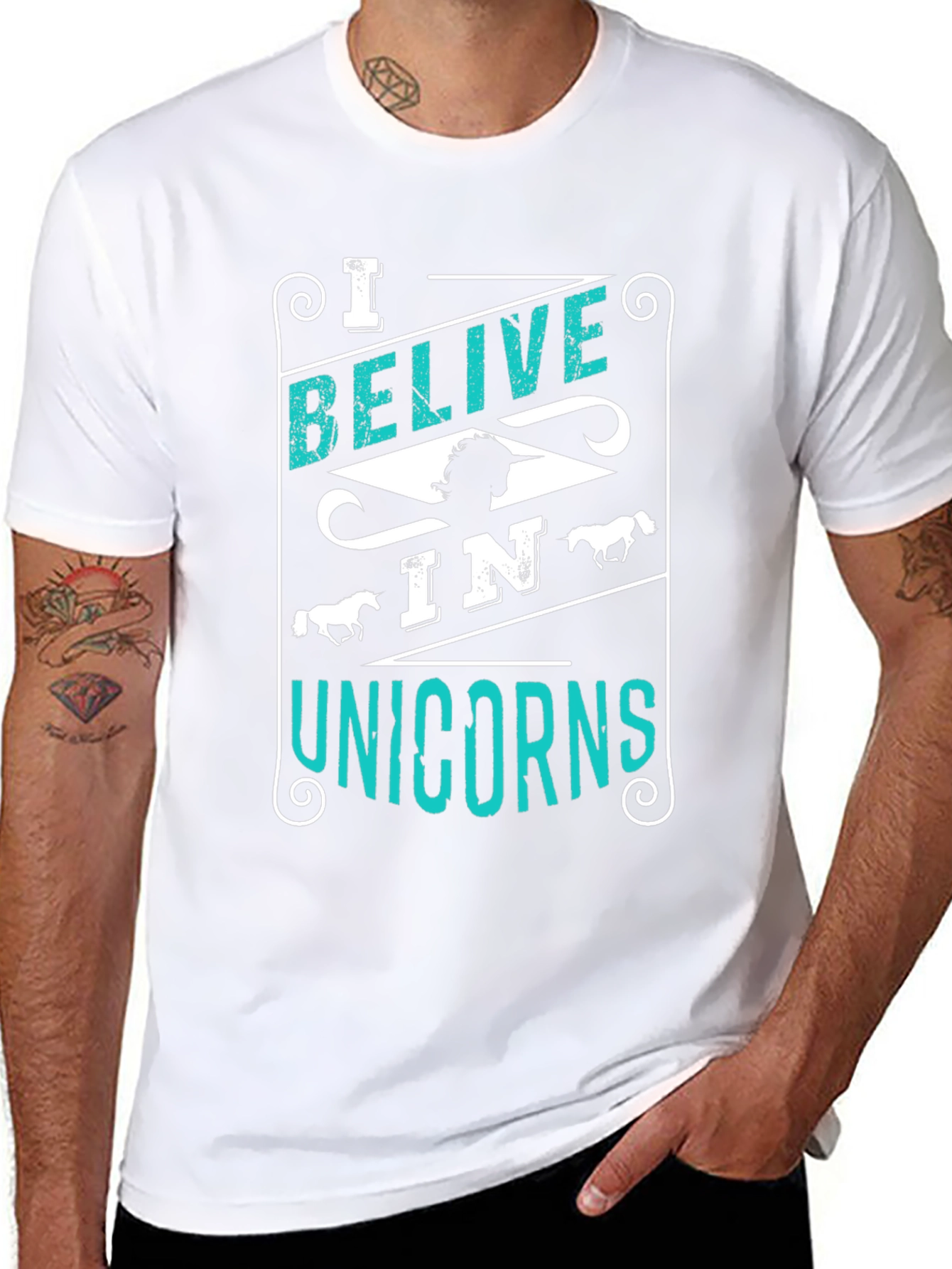 Believe in Unicorns Graphic Tee - Black Cotton Shirt