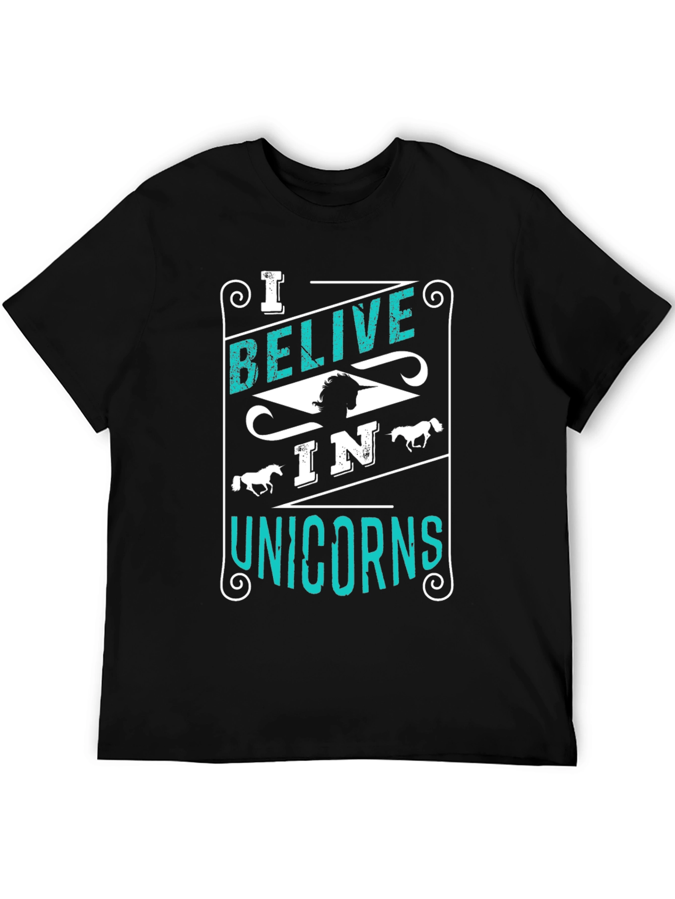 Believe in Unicorns Graphic Tee - Black Cotton Shirt