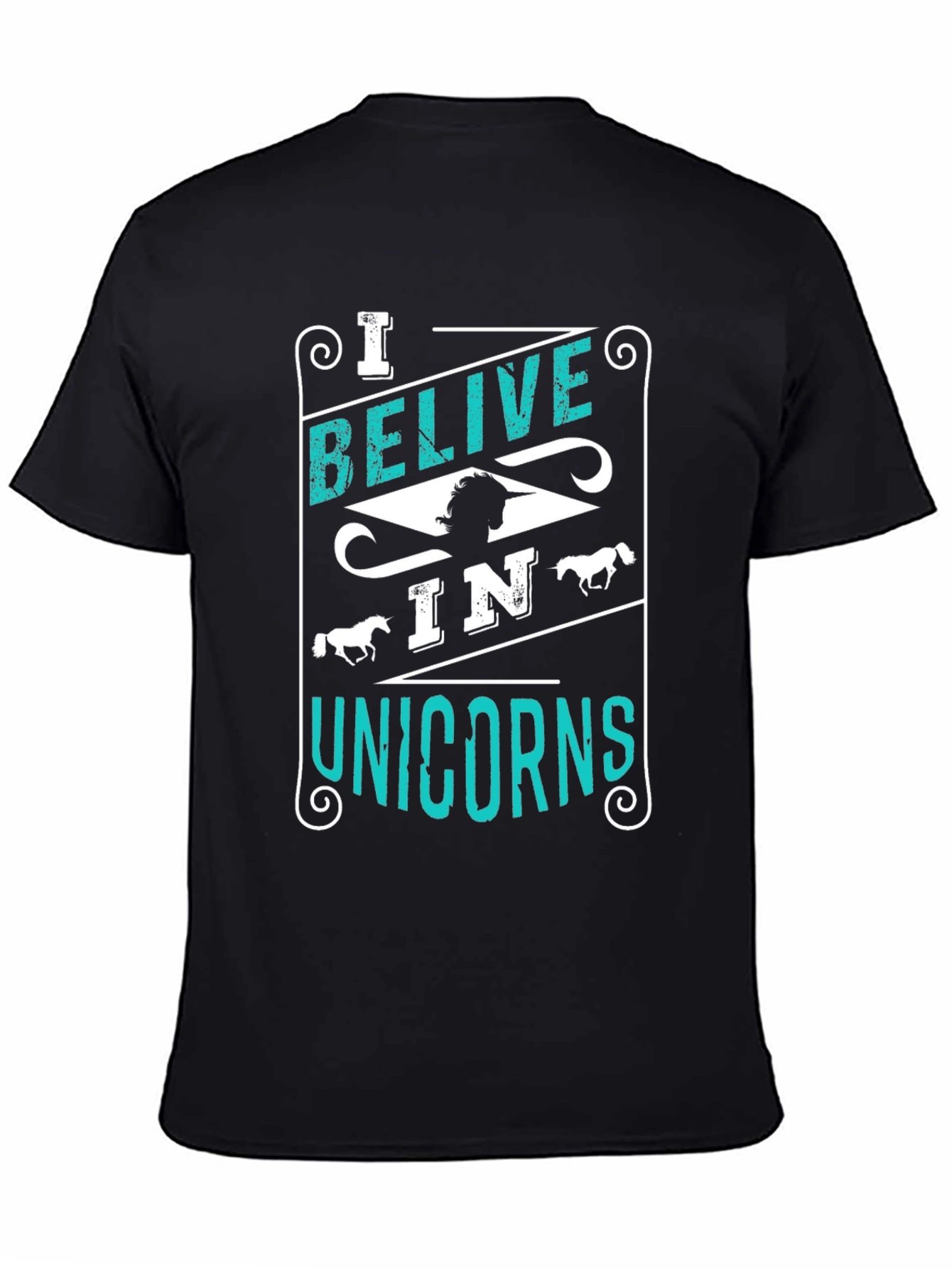 Believe in Unicorns Graphic Tee - Black Cotton Shirt