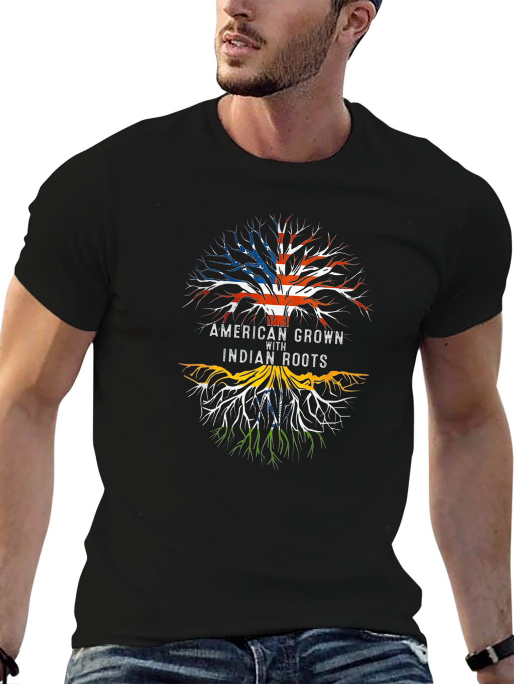 American Grown with Indian Roots Tree T-Shirt