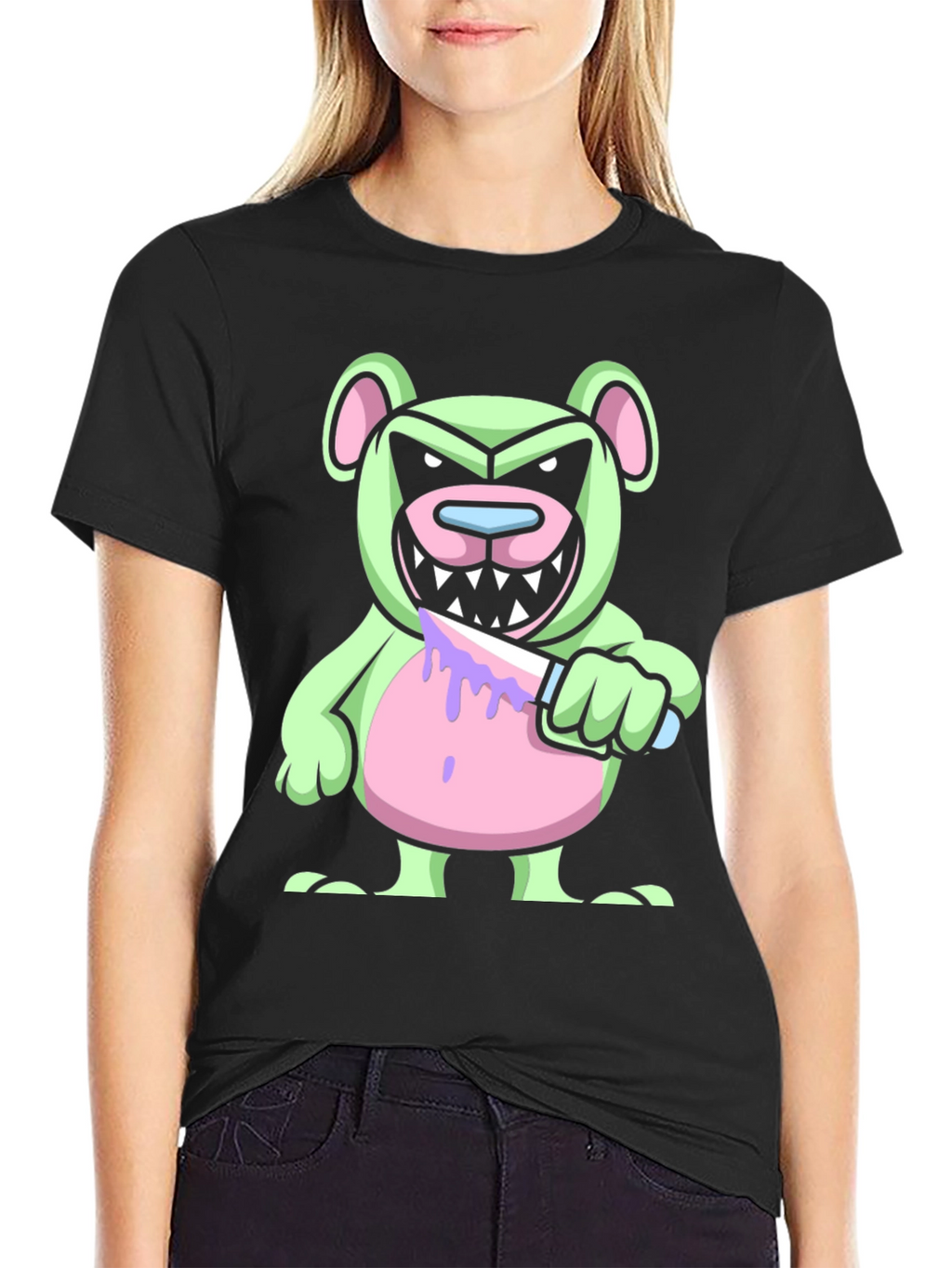 Psycho Bear T-Shirt - Edgy Cartoon Graphic Tee
