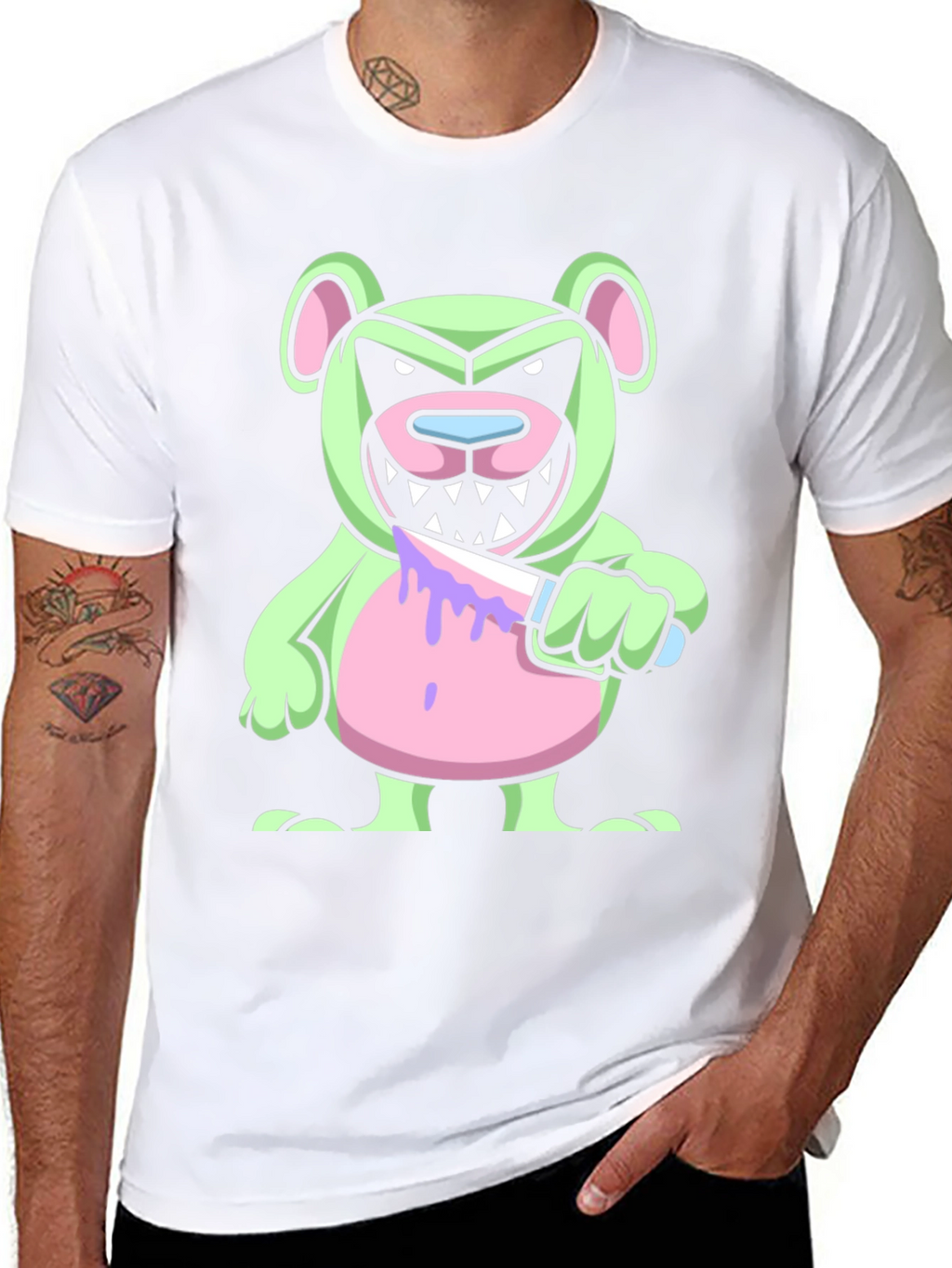 Psycho Bear T-Shirt - Edgy Cartoon Graphic Tee