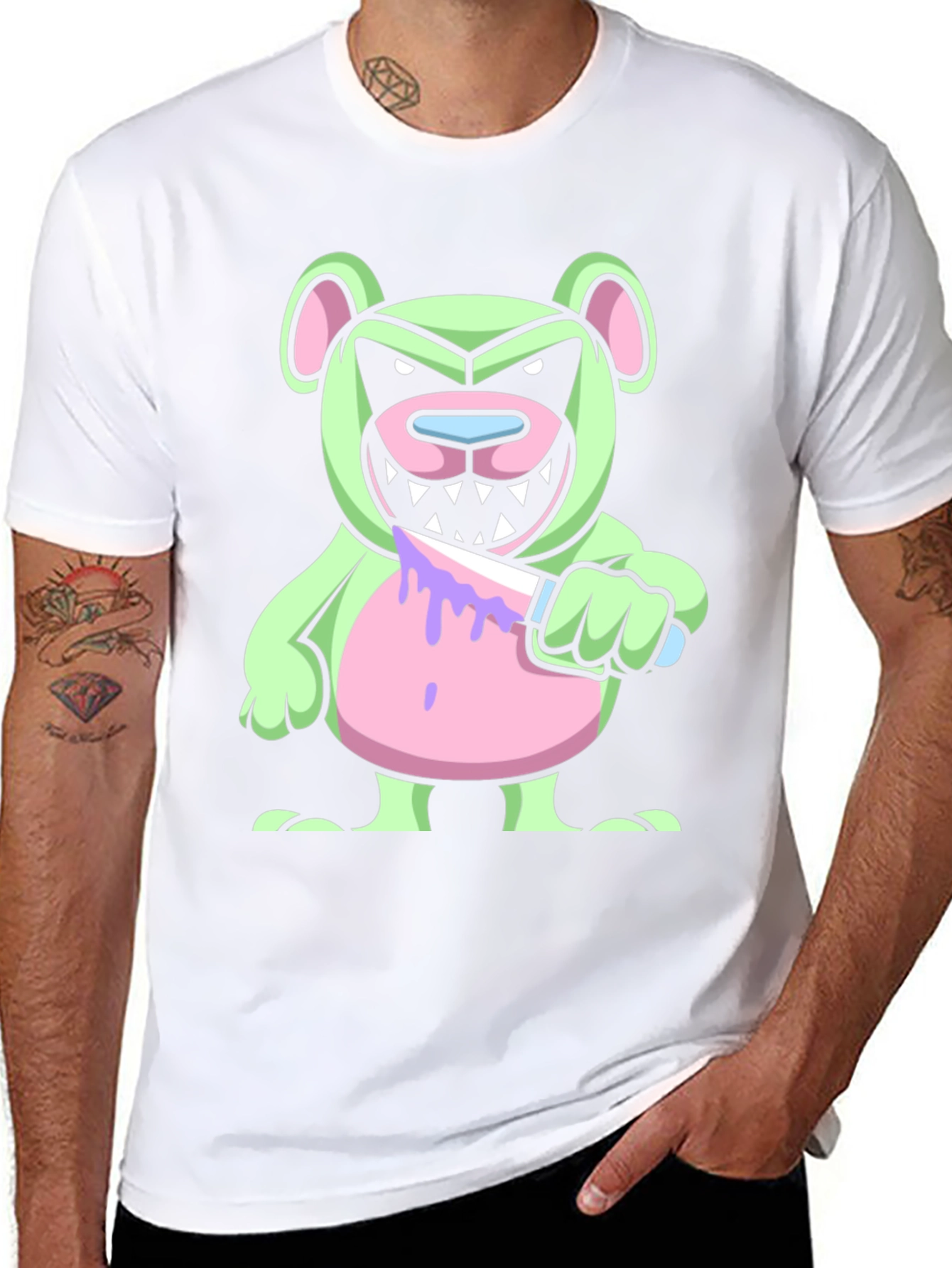 Psycho Bear T-Shirt - Edgy Cartoon Graphic Tee