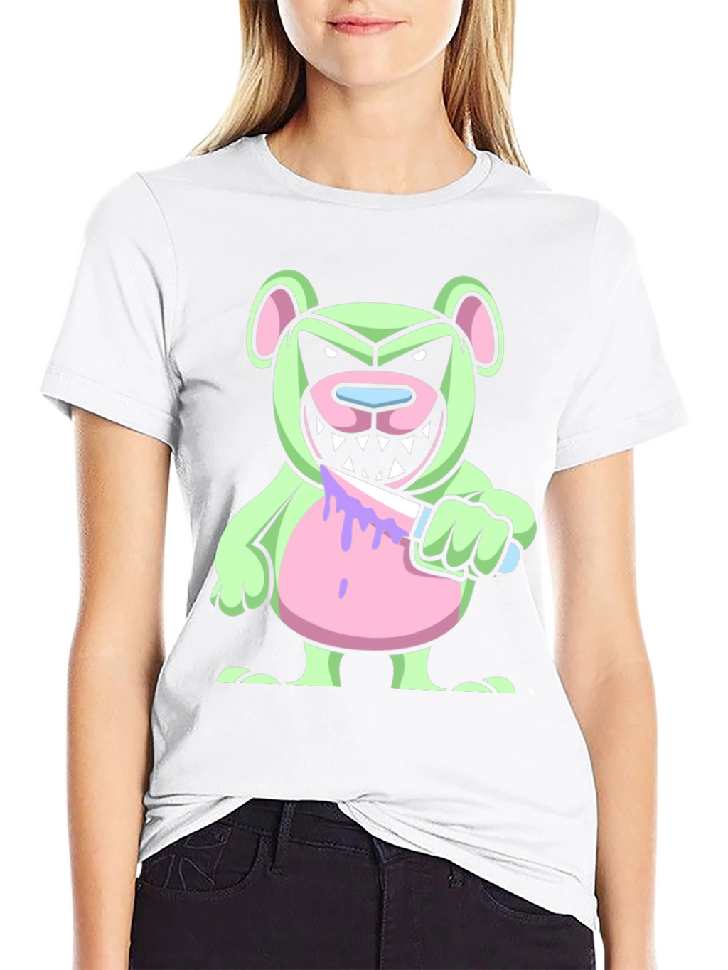 Psycho Bear T-Shirt - Edgy Cartoon Graphic Tee