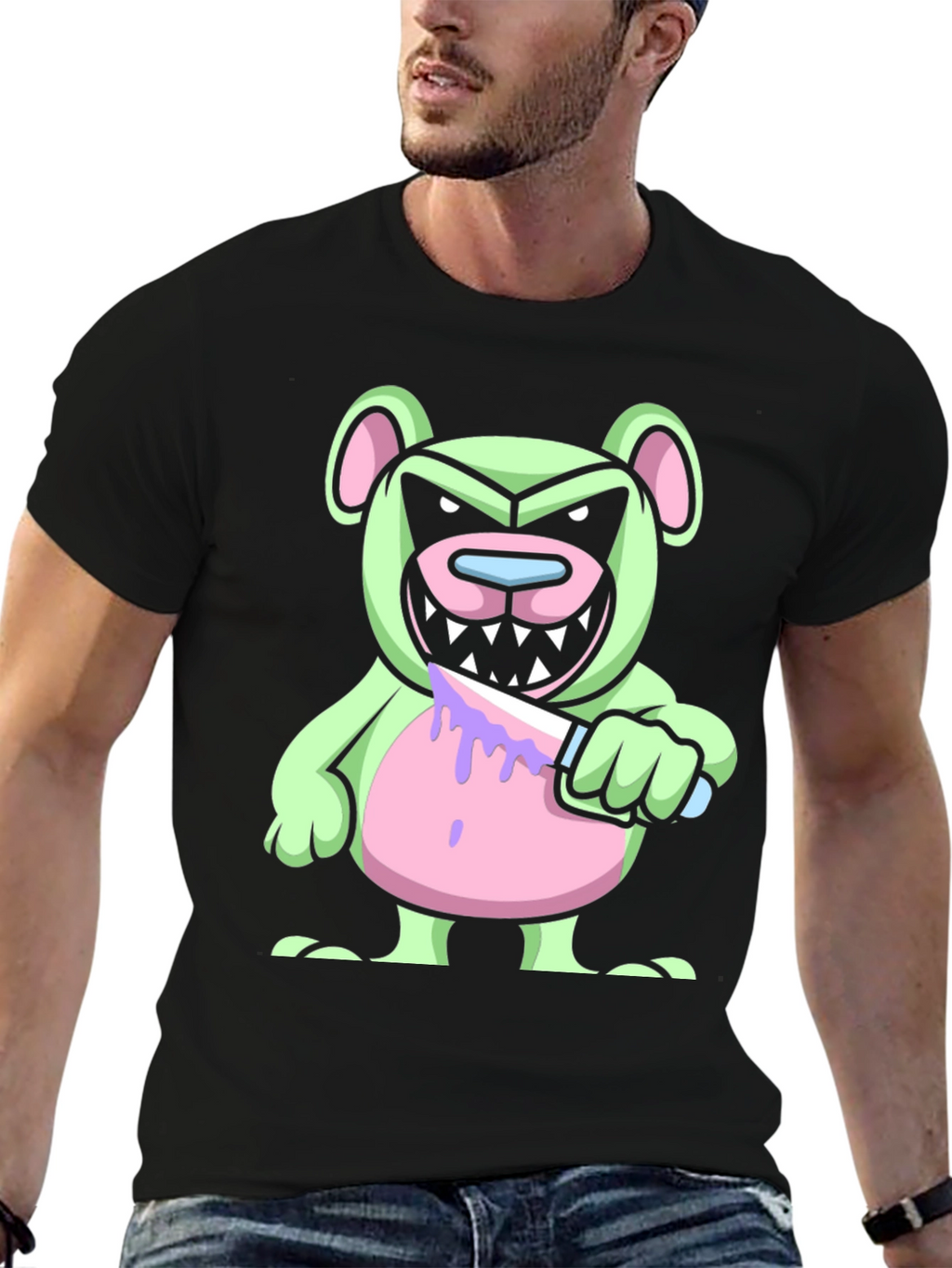 Psycho Bear T-Shirt - Edgy Cartoon Graphic Tee
