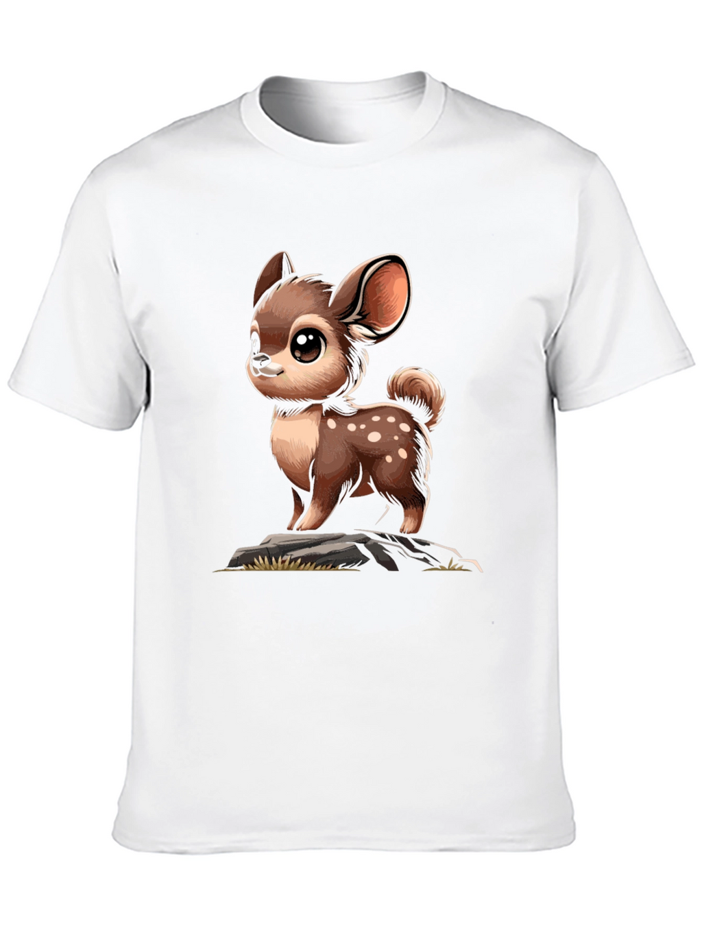 Cute Deer Cartoon Graphic Black T-Shirt