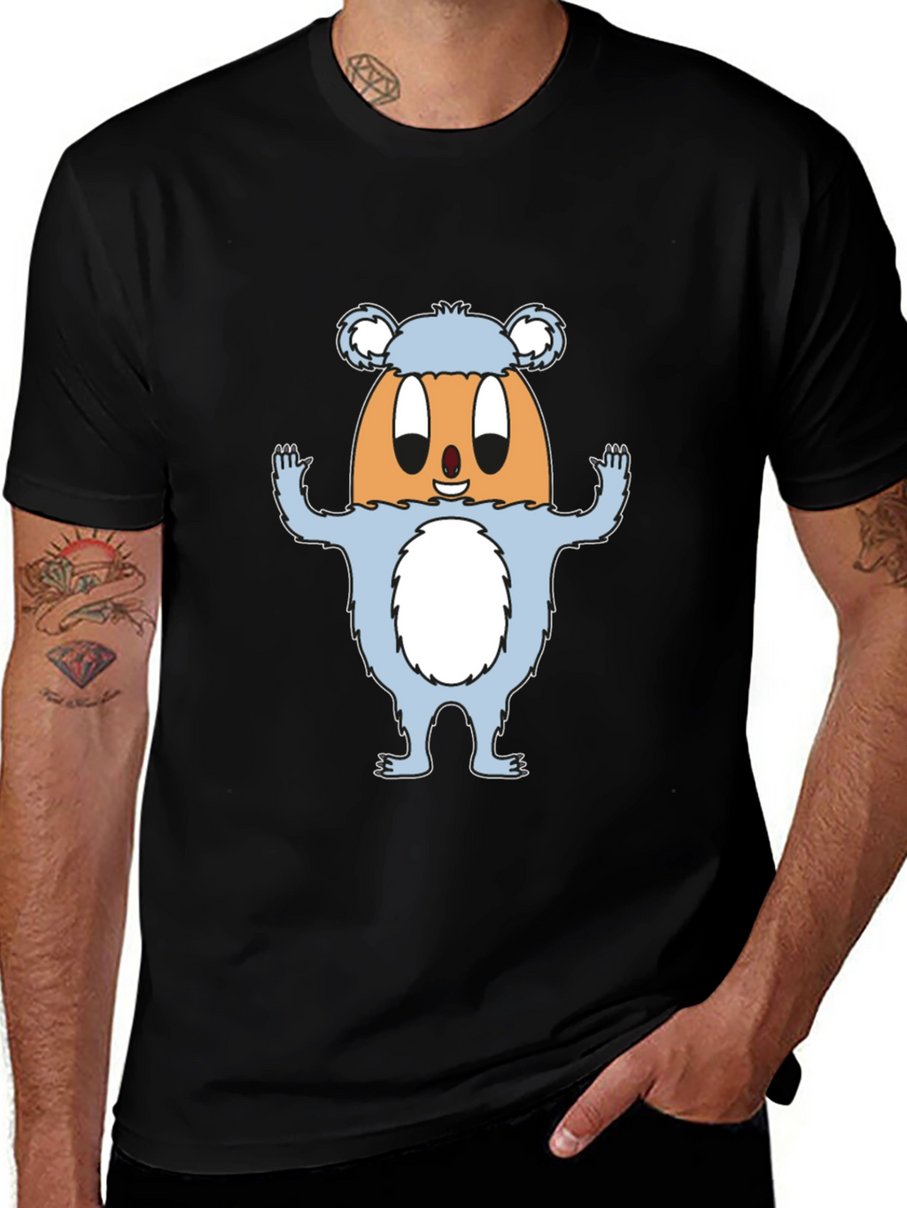 Funny Egg Monster Graphic Black T-Shirt