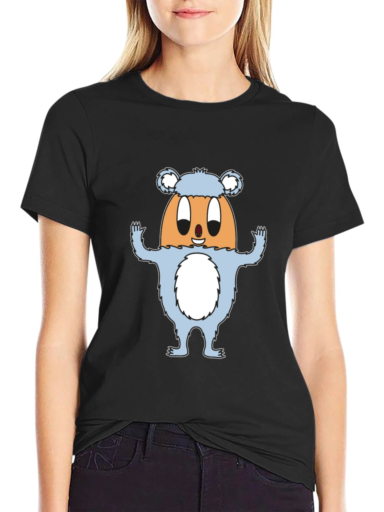 Funny Egg Monster Graphic Black T-Shirt