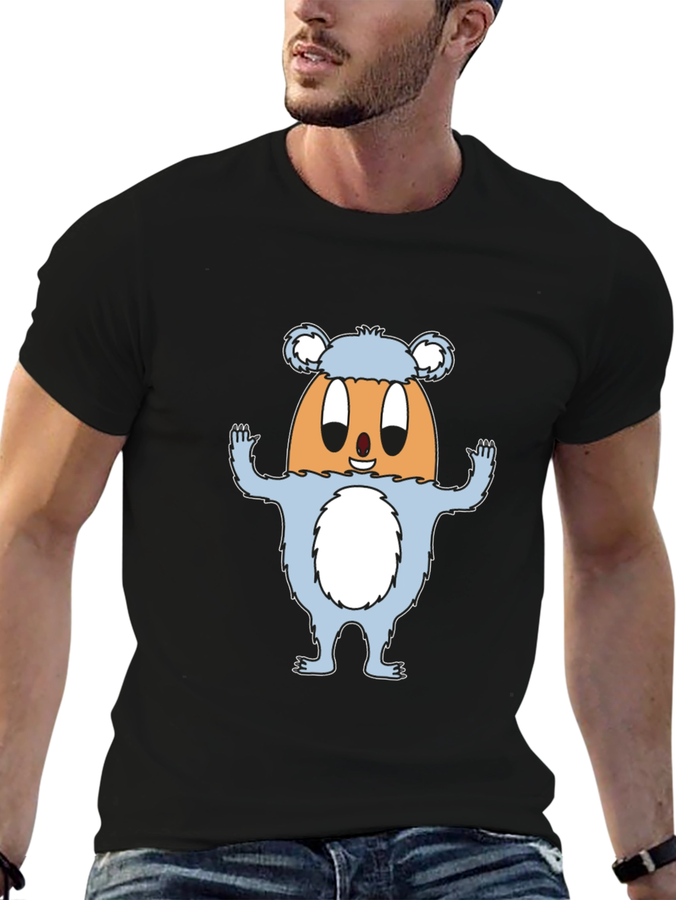 Funny Egg Monster Graphic Black T-Shirt