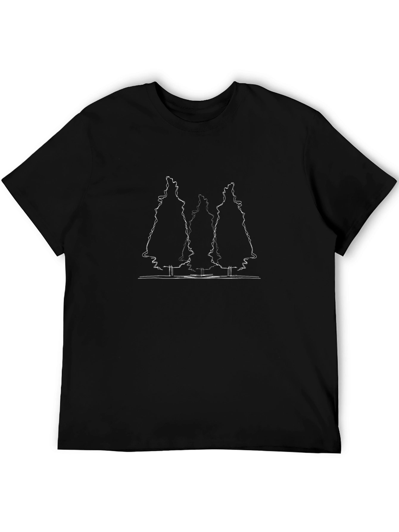 Minimalist Tree Line Black T-Shirt