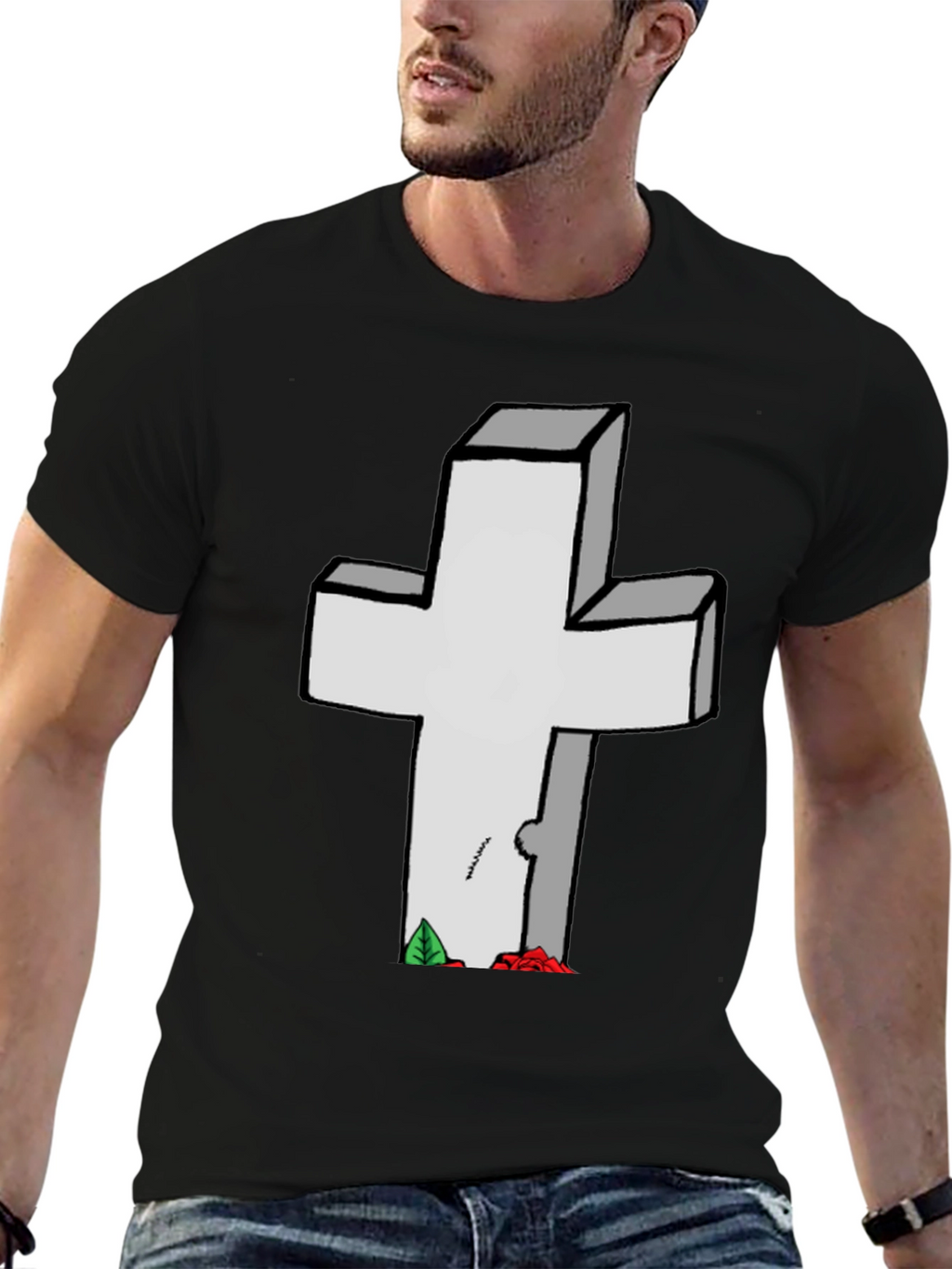 Grave Humor T-Shirt: Cross Tombstone Graphic Tee