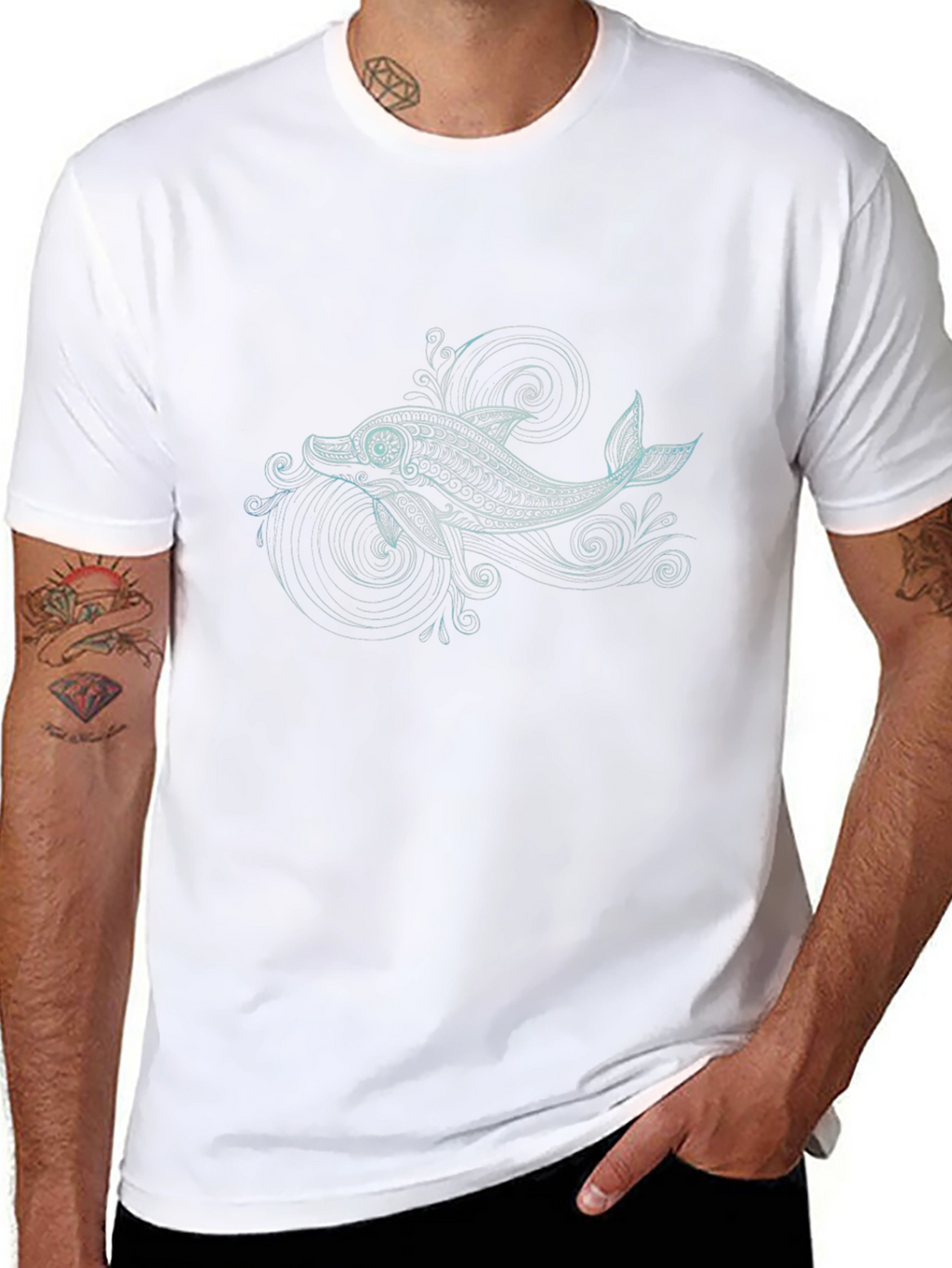 Dolphin Graphic Tee - Black Cotton Comfort