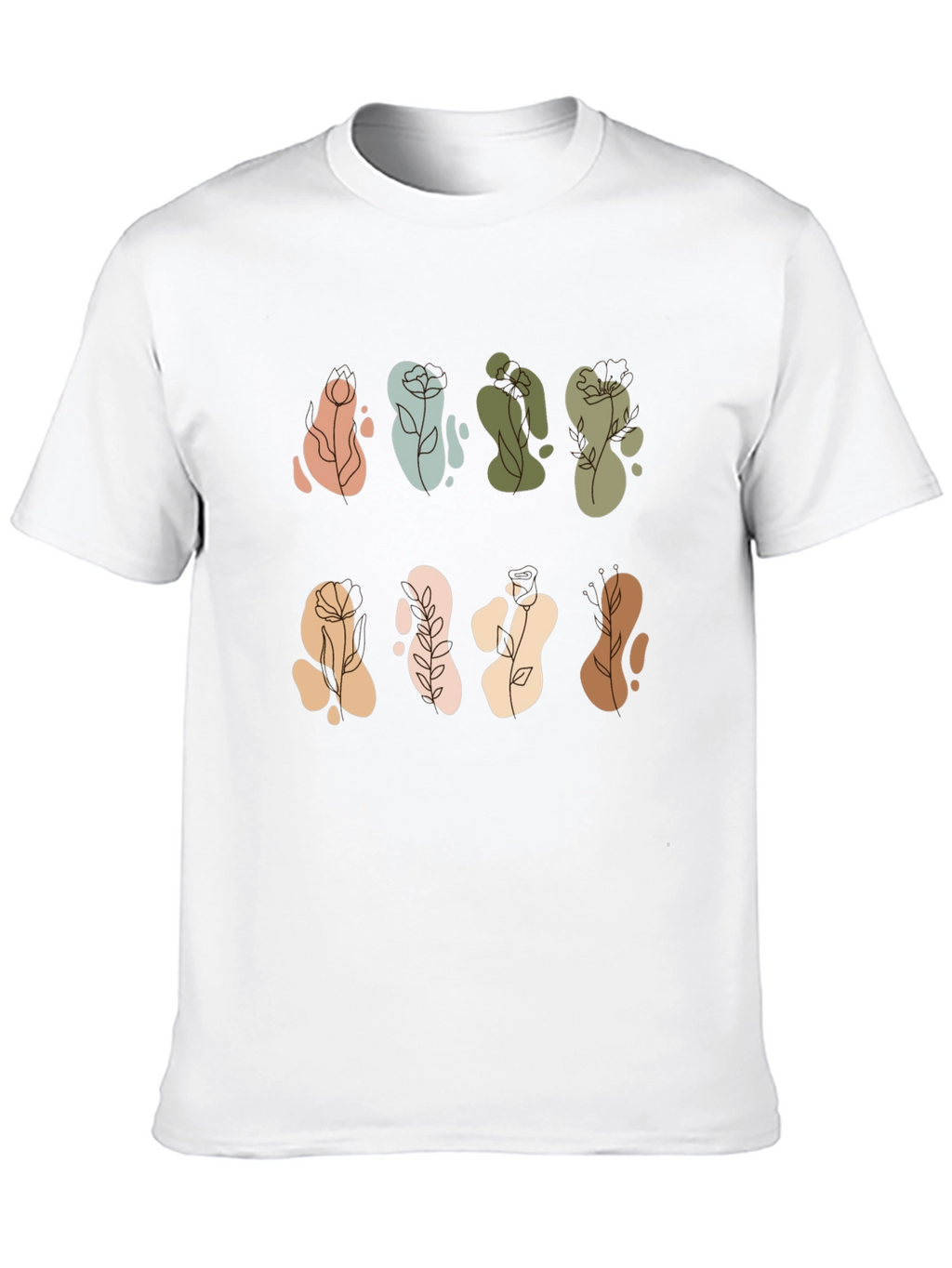 Abstract Floral Design Black T-Shirt