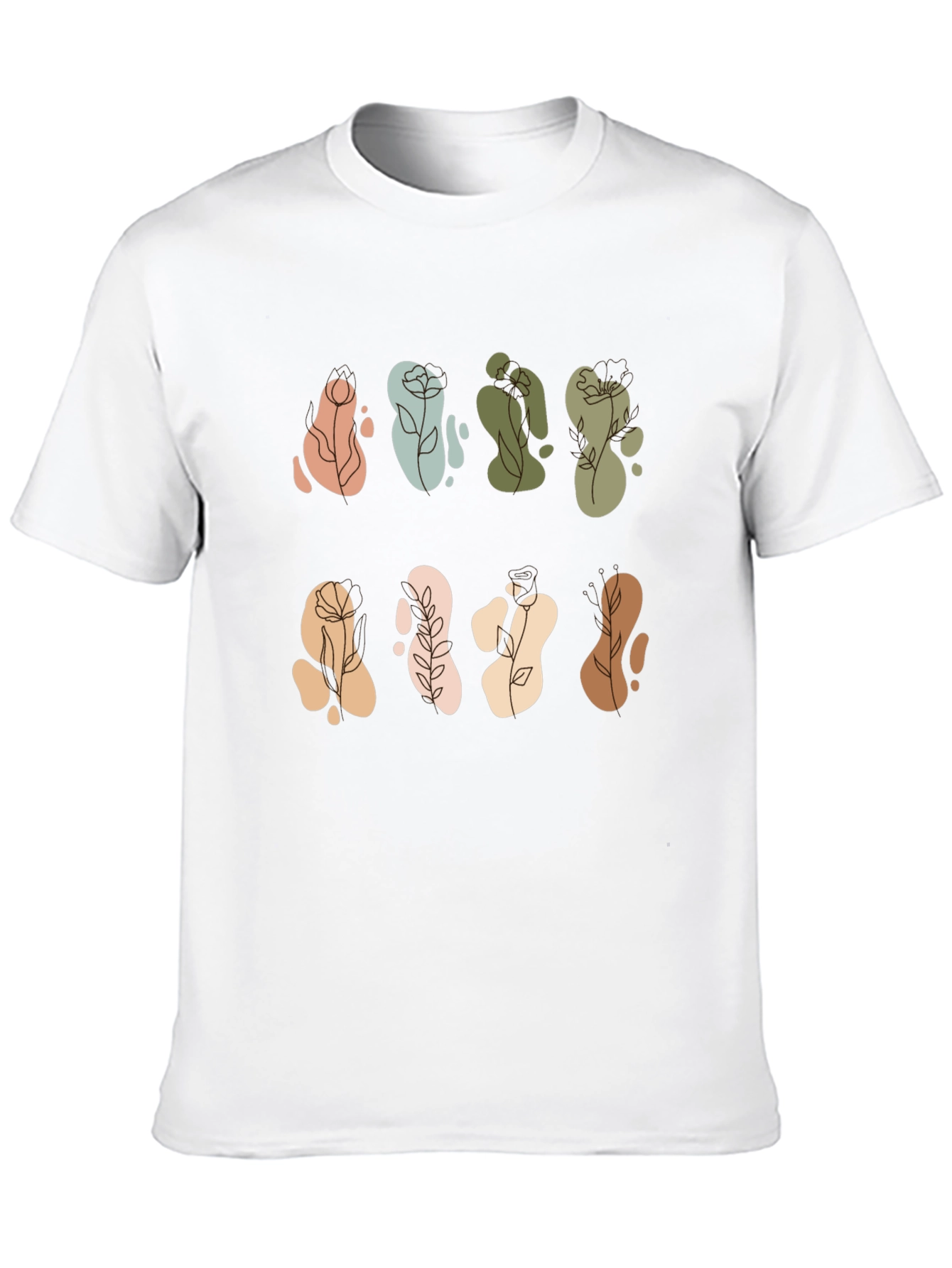 Abstract Floral Design Black T-Shirt