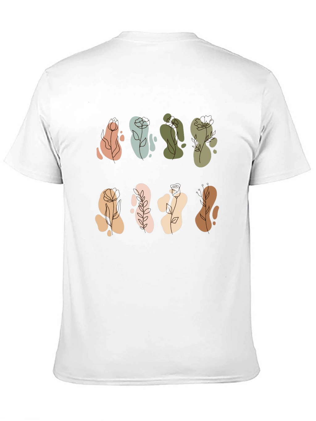Abstract Floral Design Black T-Shirt
