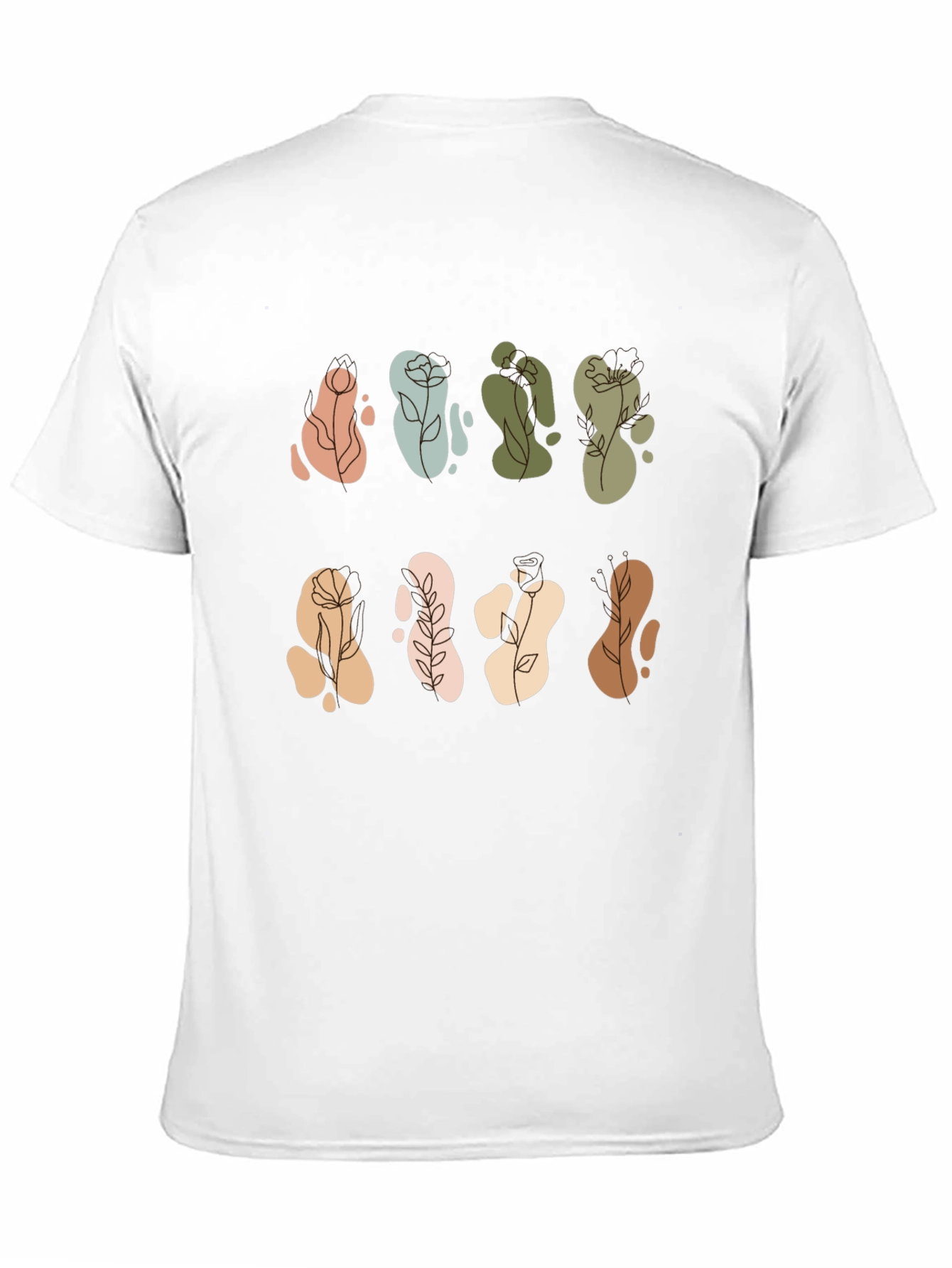 Abstract Floral Design Black T-Shirt