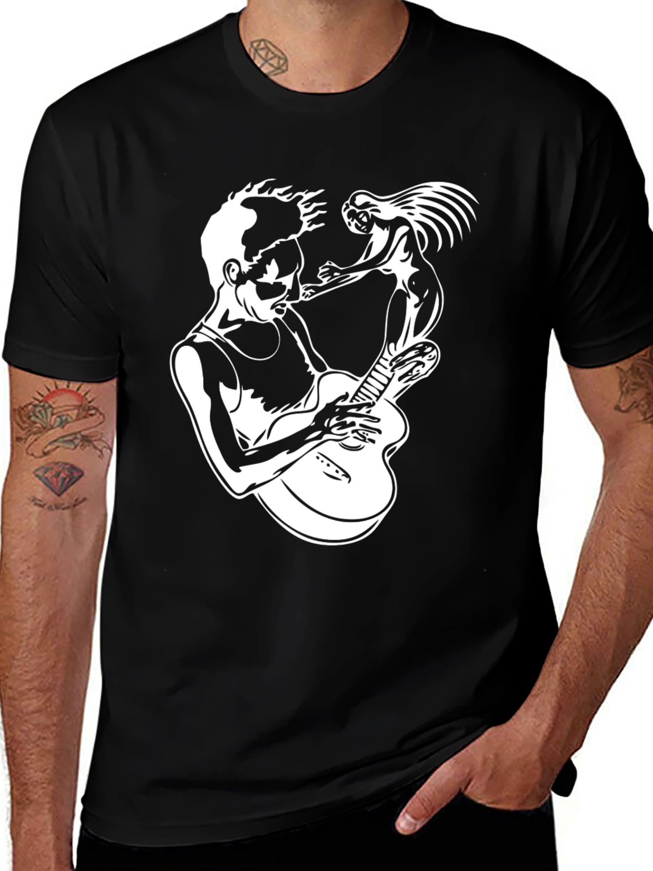 Musician Graphic Tee - Black Cotton T-Shirt