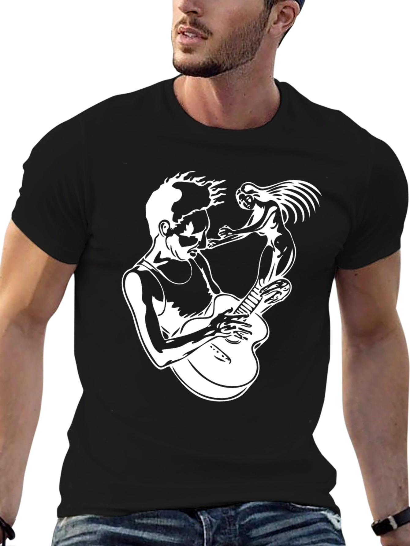 Musician Graphic Tee - Black Cotton T-Shirt