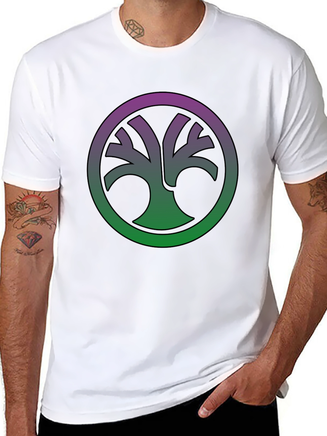 Nature Circle Tee - Gradient Tree of Life Shirt