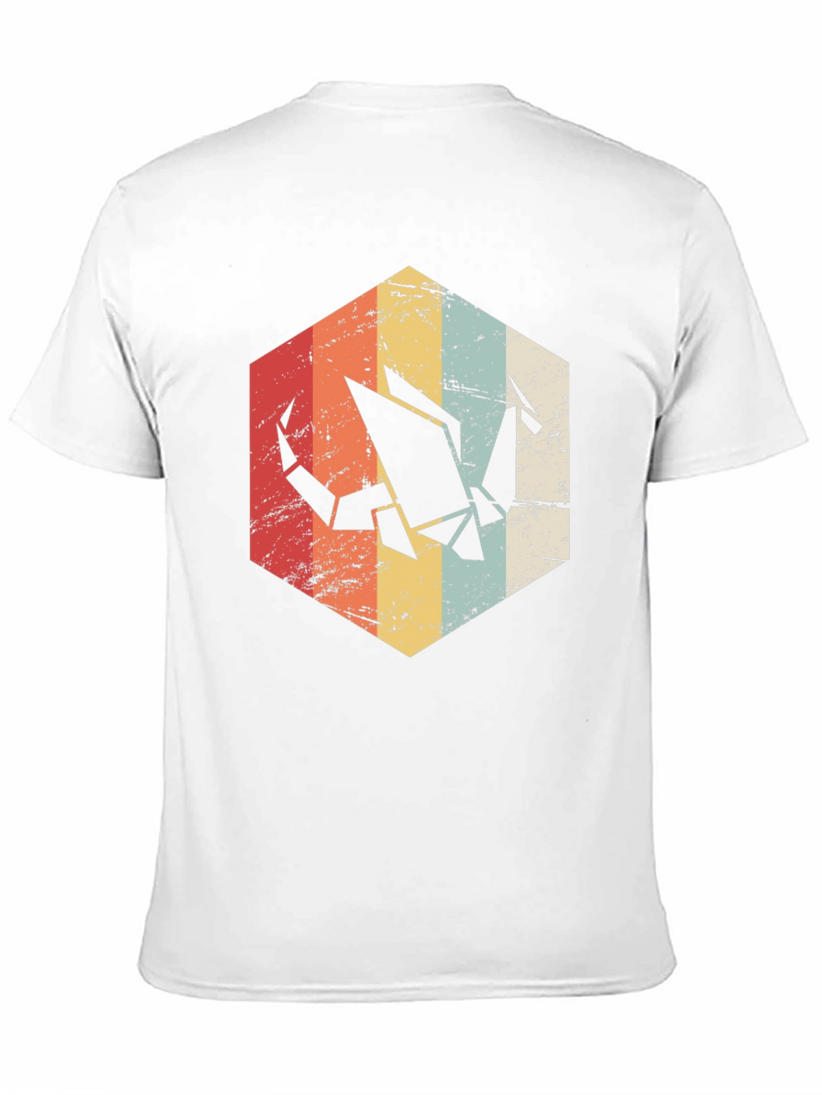 Retro Origami Crane Graphic Tee - Mens Black T-Shirt