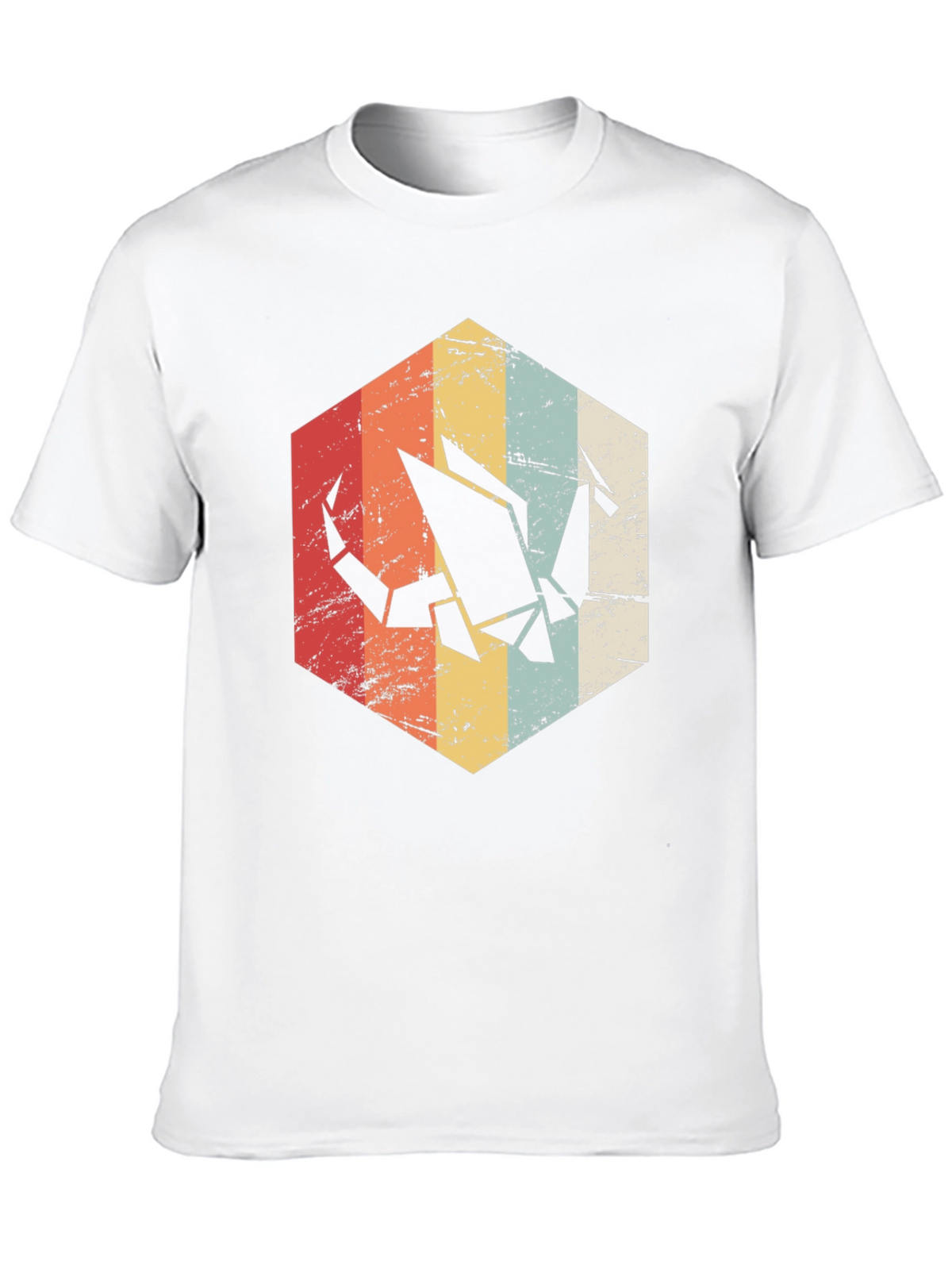Retro Origami Crane Graphic Tee - Mens Black T-Shirt