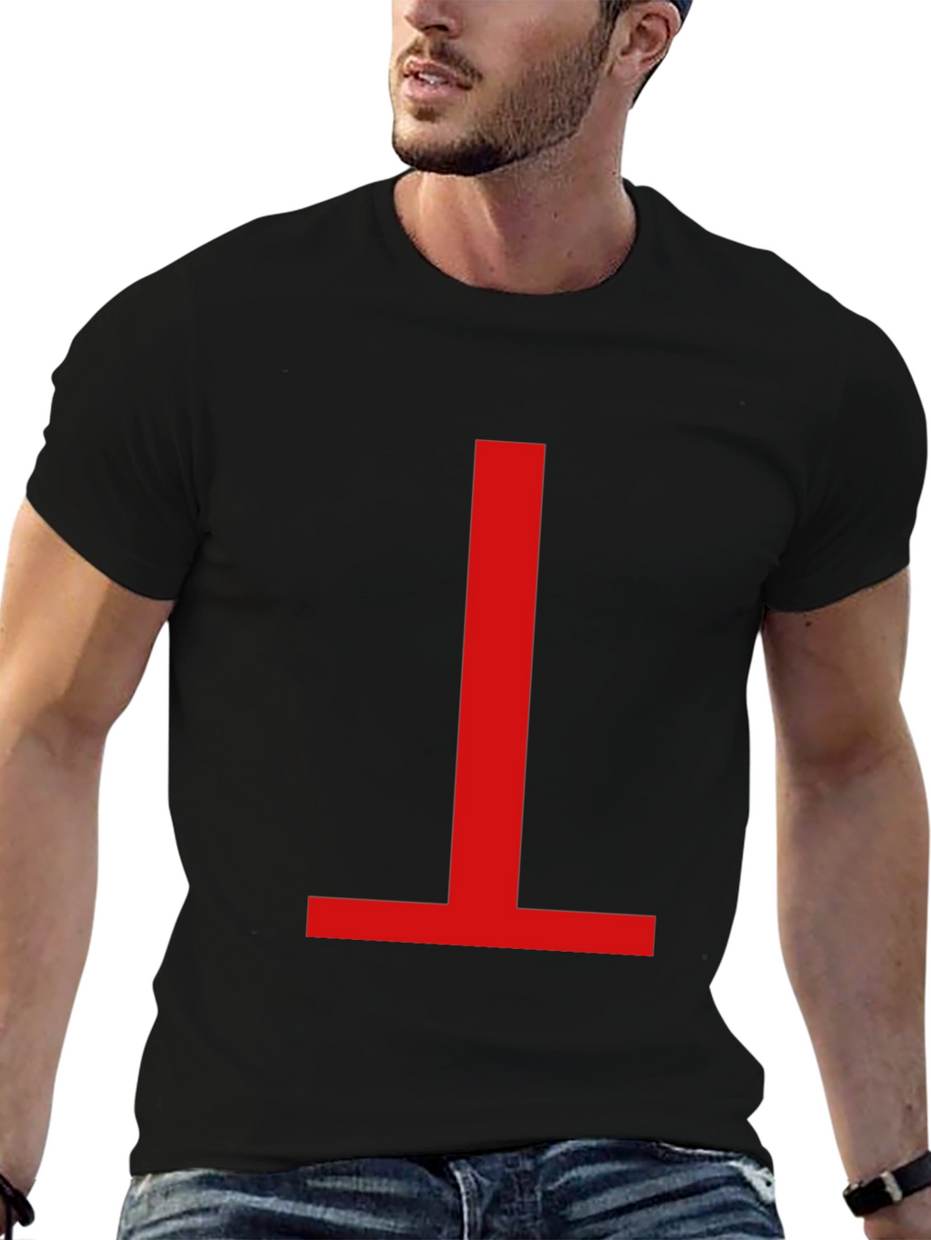Minimalist Red Symbol Black T-Shirt