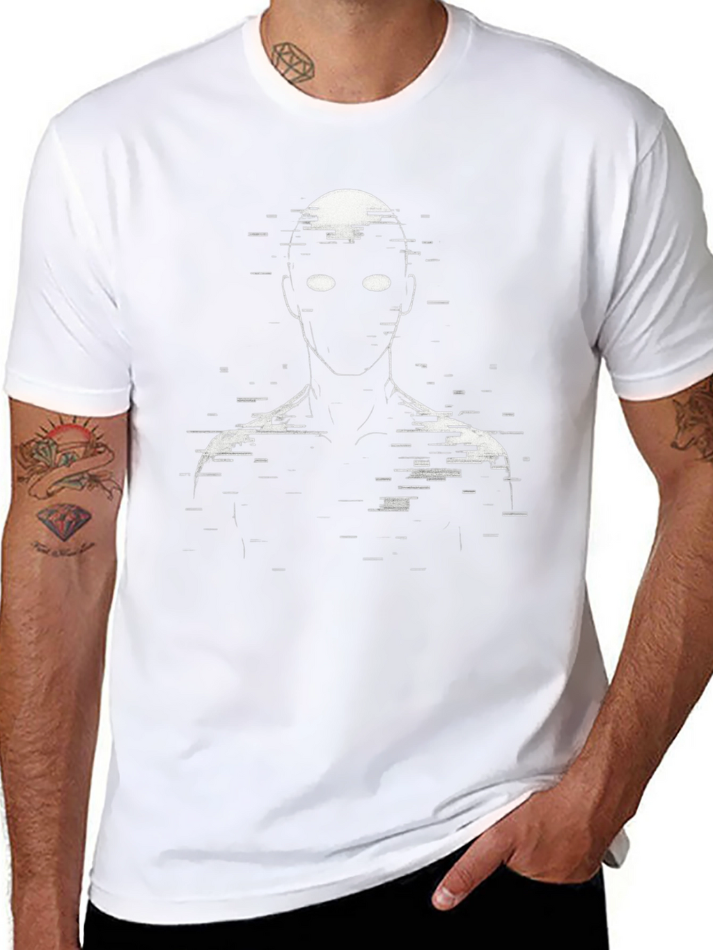 Glitch Figure Graphic Tee - Black Cotton Blend