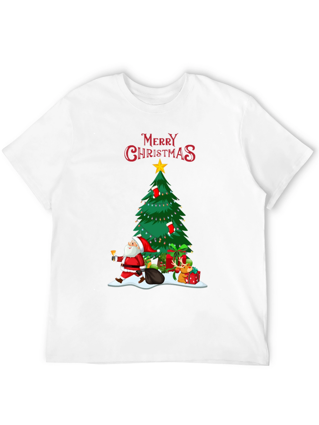 Christmas Tree & Santa Graphic T-Shirt