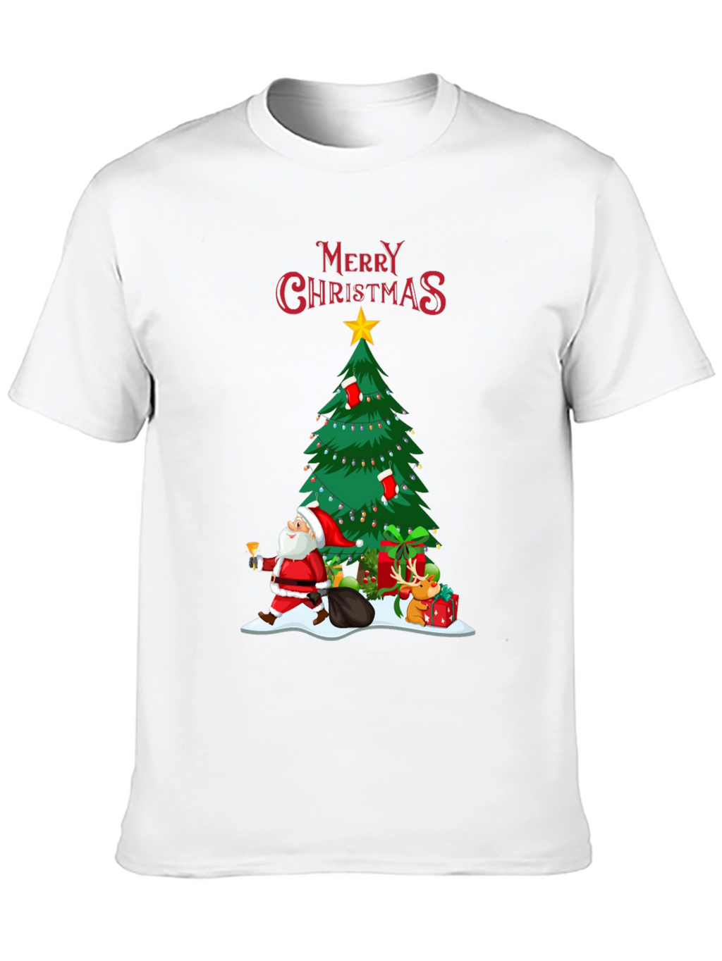 Christmas Tree & Santa Graphic T-Shirt