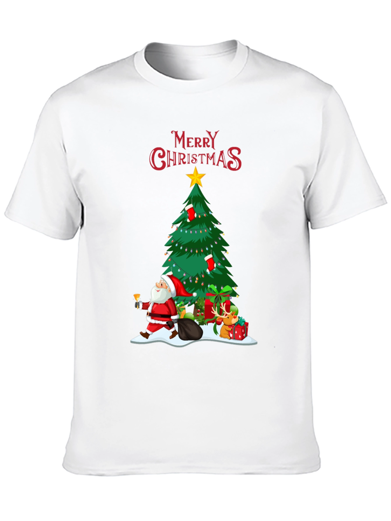 Christmas Tree & Santa Graphic T-Shirt