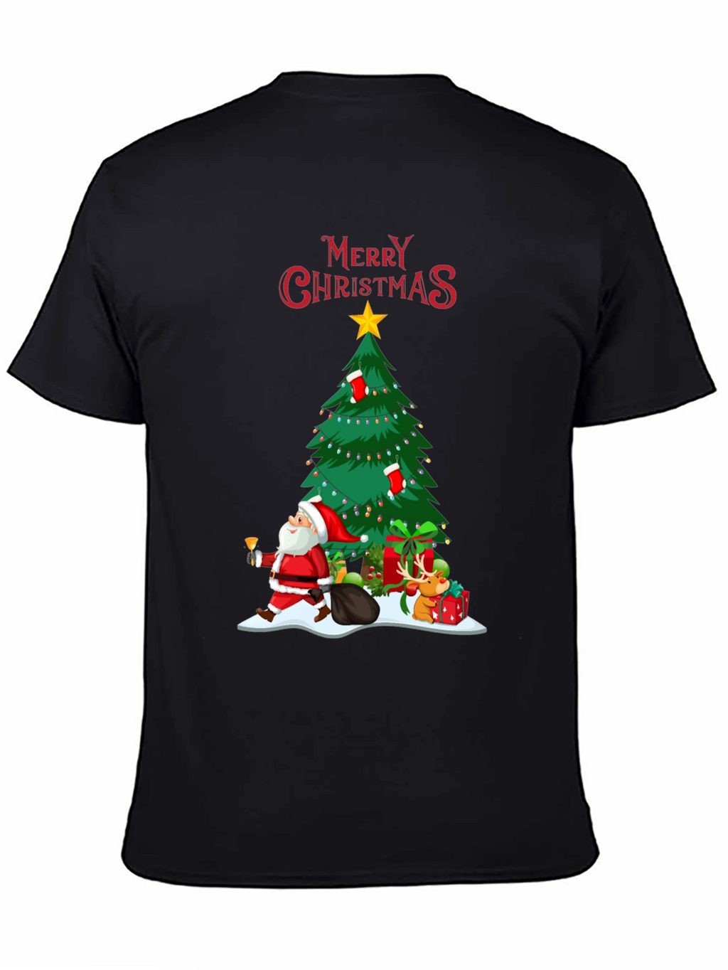 Christmas Tree & Santa Graphic T-Shirt