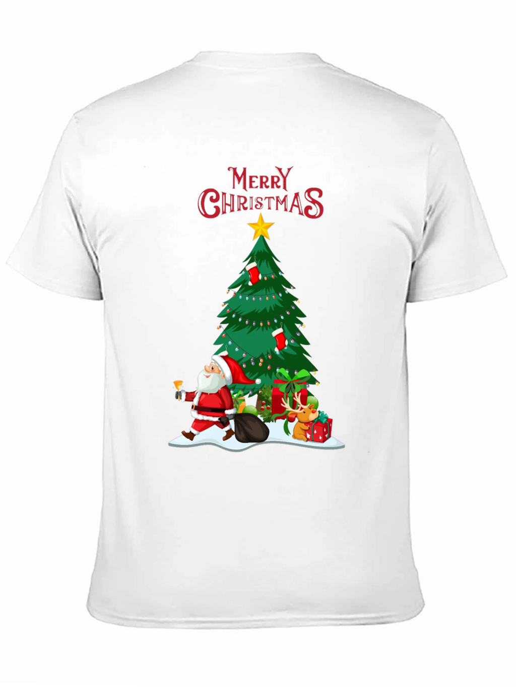Christmas Tree & Santa Graphic T-Shirt