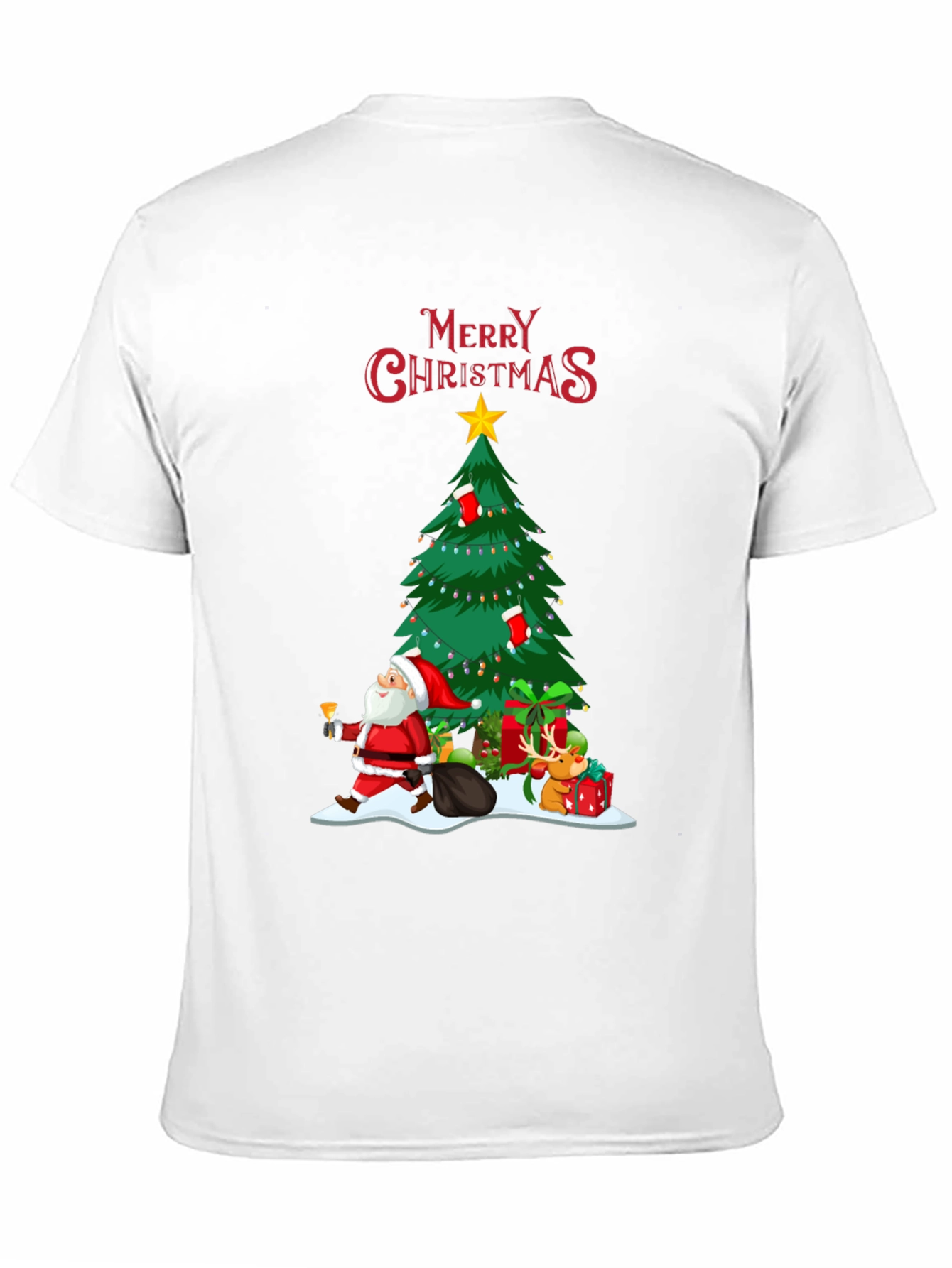 Christmas Tree & Santa Graphic T-Shirt