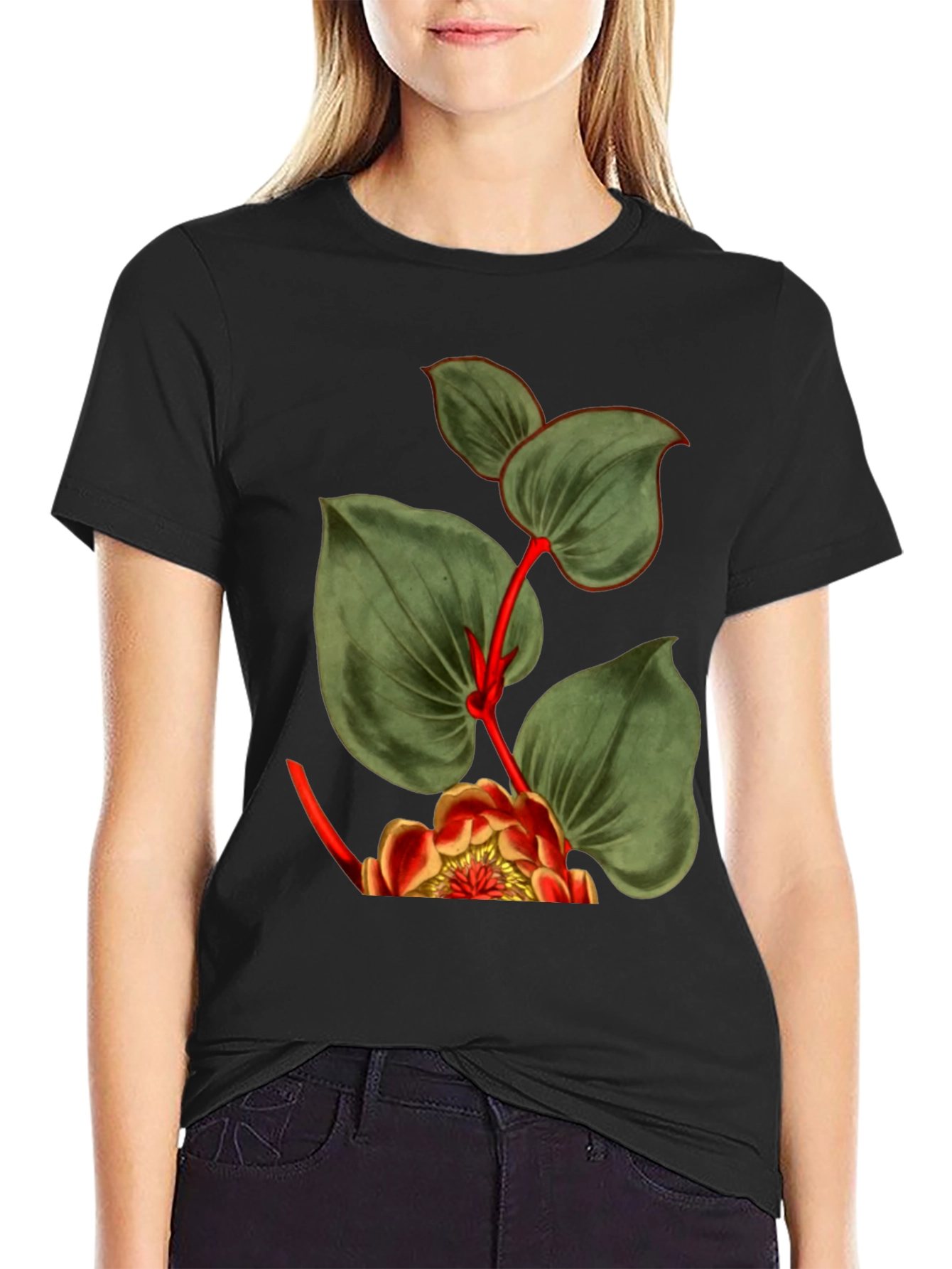 Botanical Graphic Black T-Shirt