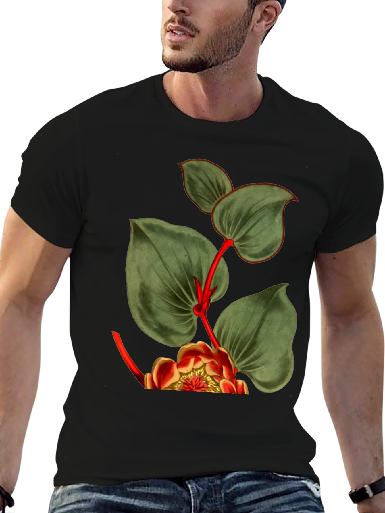 Botanical Graphic Black T-Shirt