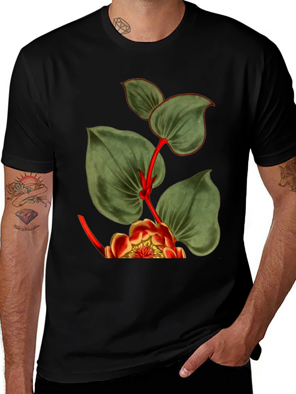 Botanical Graphic Black T-Shirt