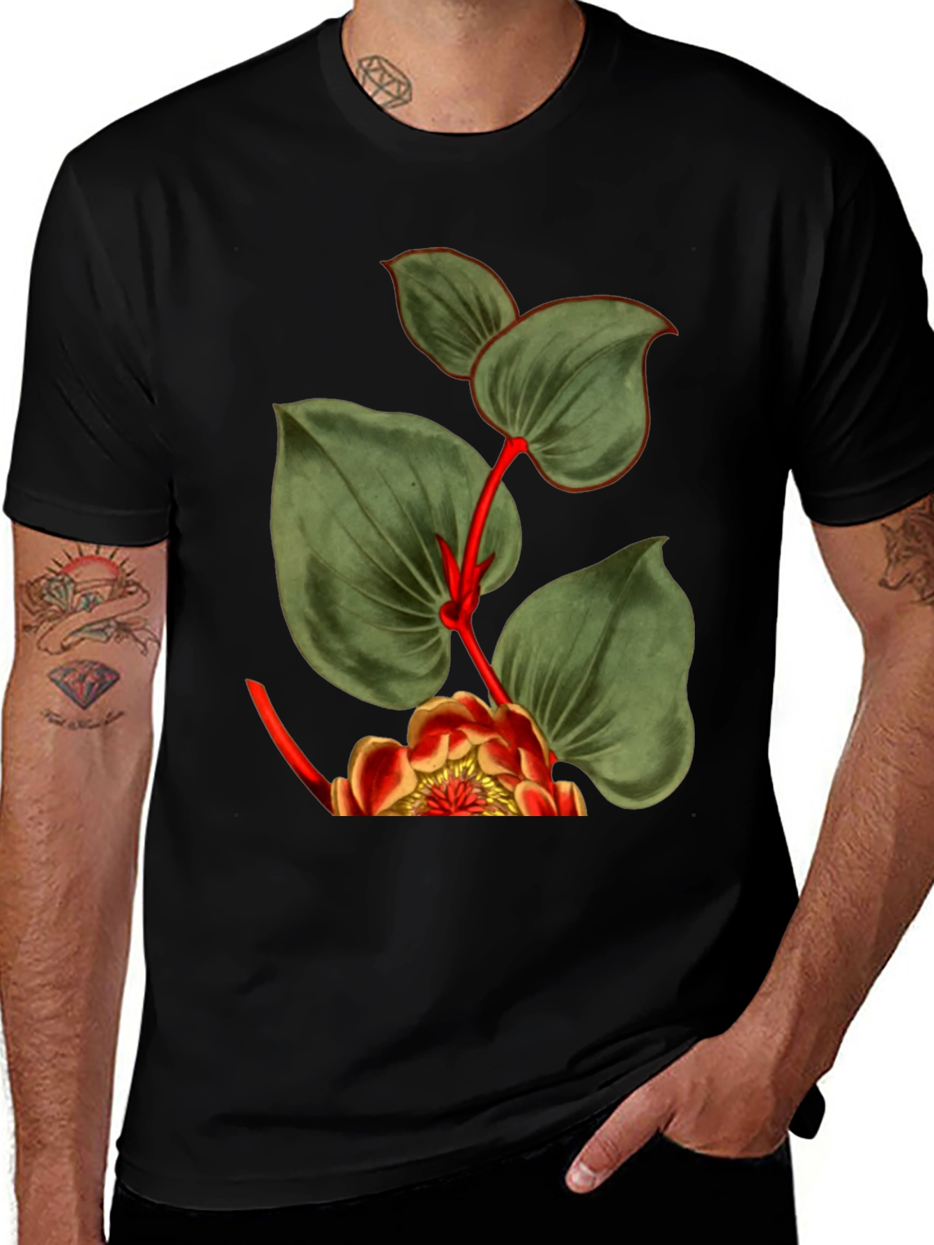 Botanical Graphic Black T-Shirt
