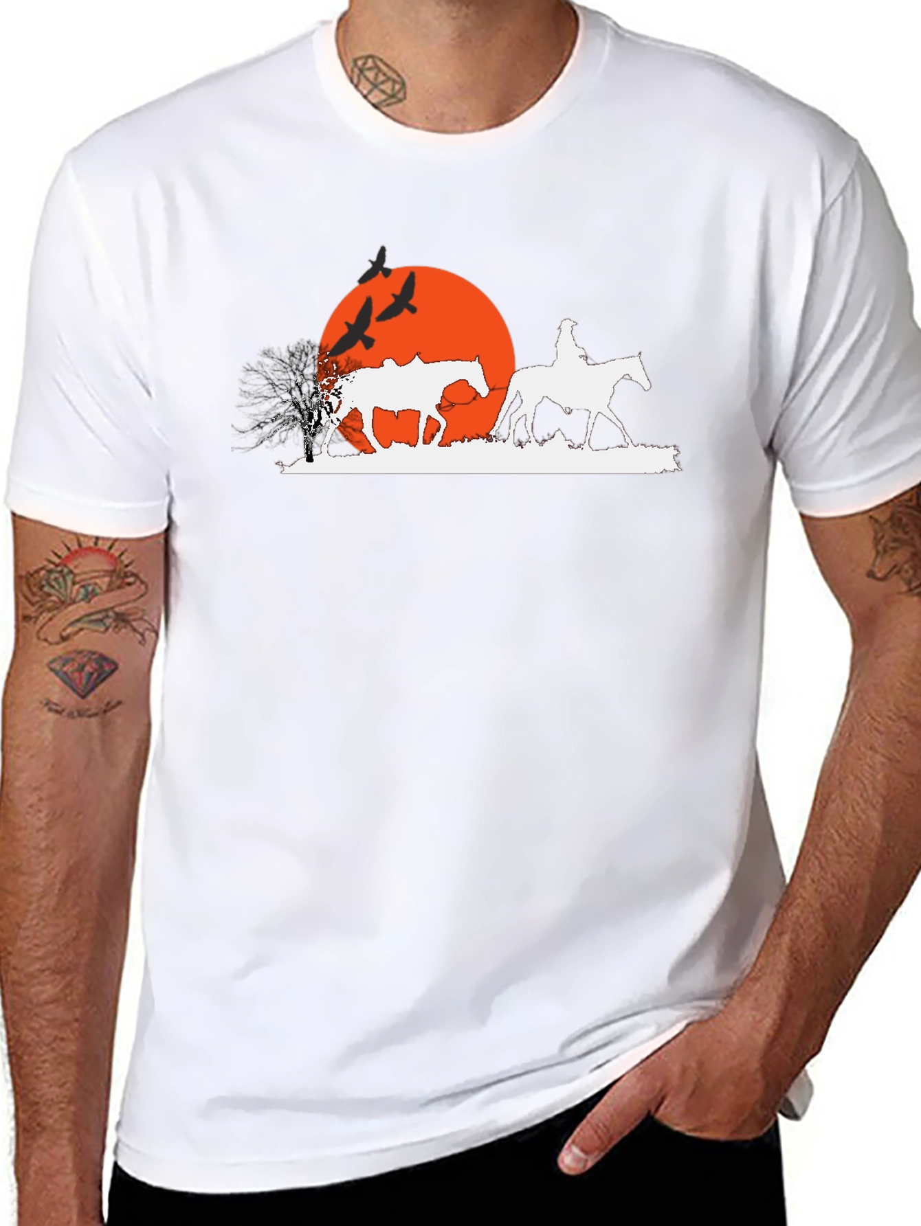 Sunset Rider Graphic T-Shirt - Western Theme Tee
