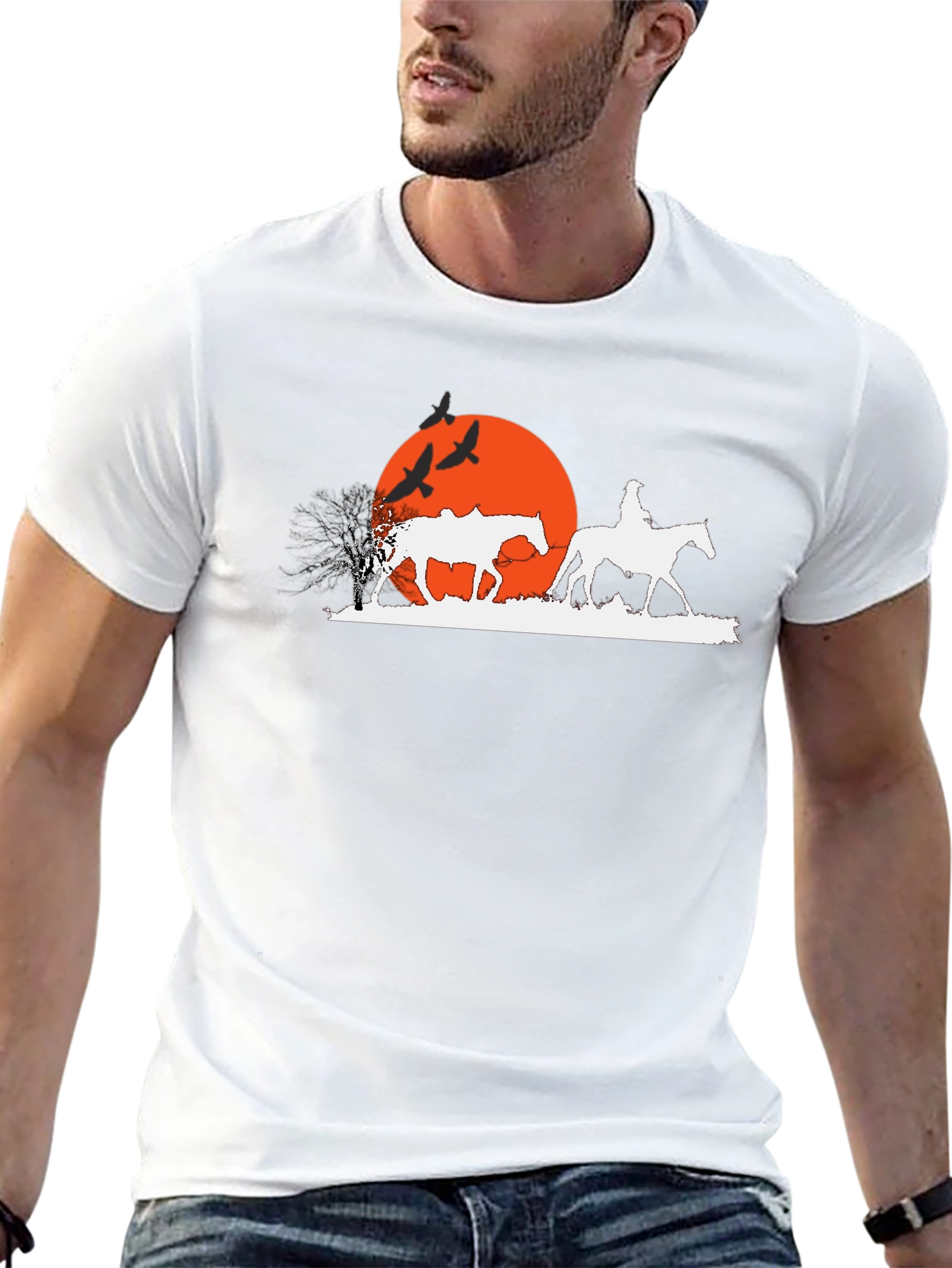 Sunset Rider Graphic T-Shirt - Western Theme Tee