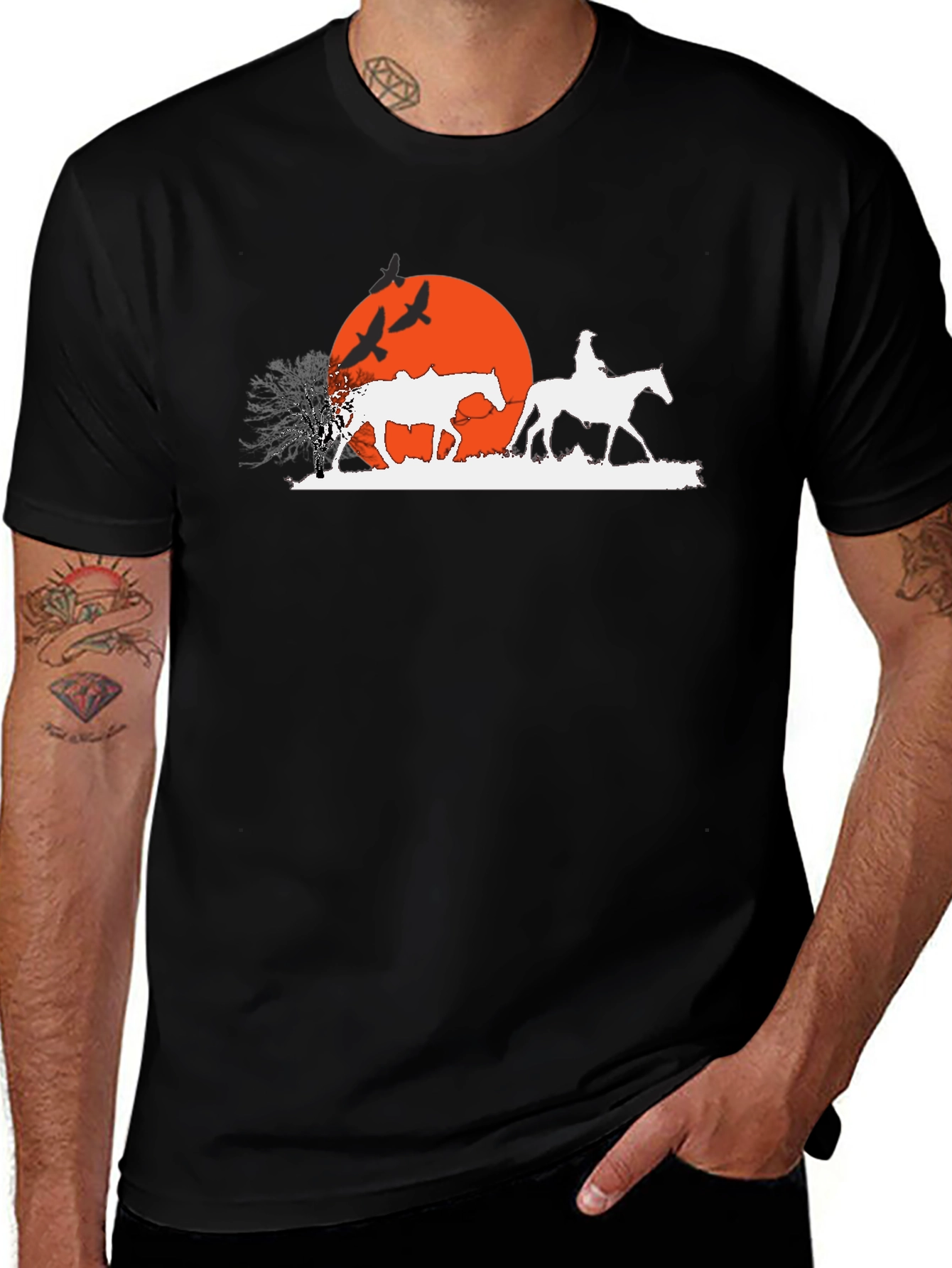 Sunset Rider Graphic T-Shirt - Western Theme Tee