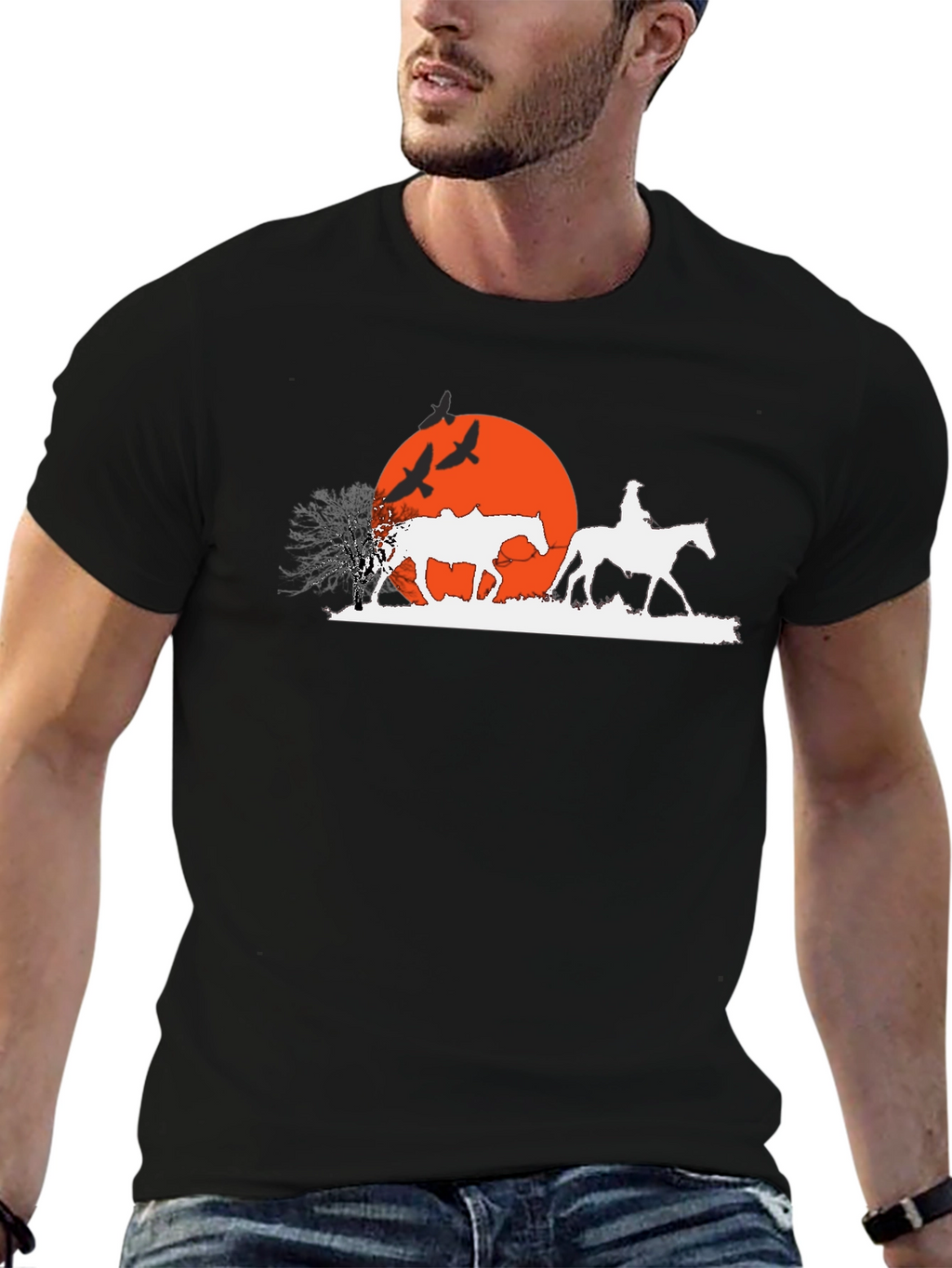 Sunset Rider Graphic T-Shirt - Western Theme Tee