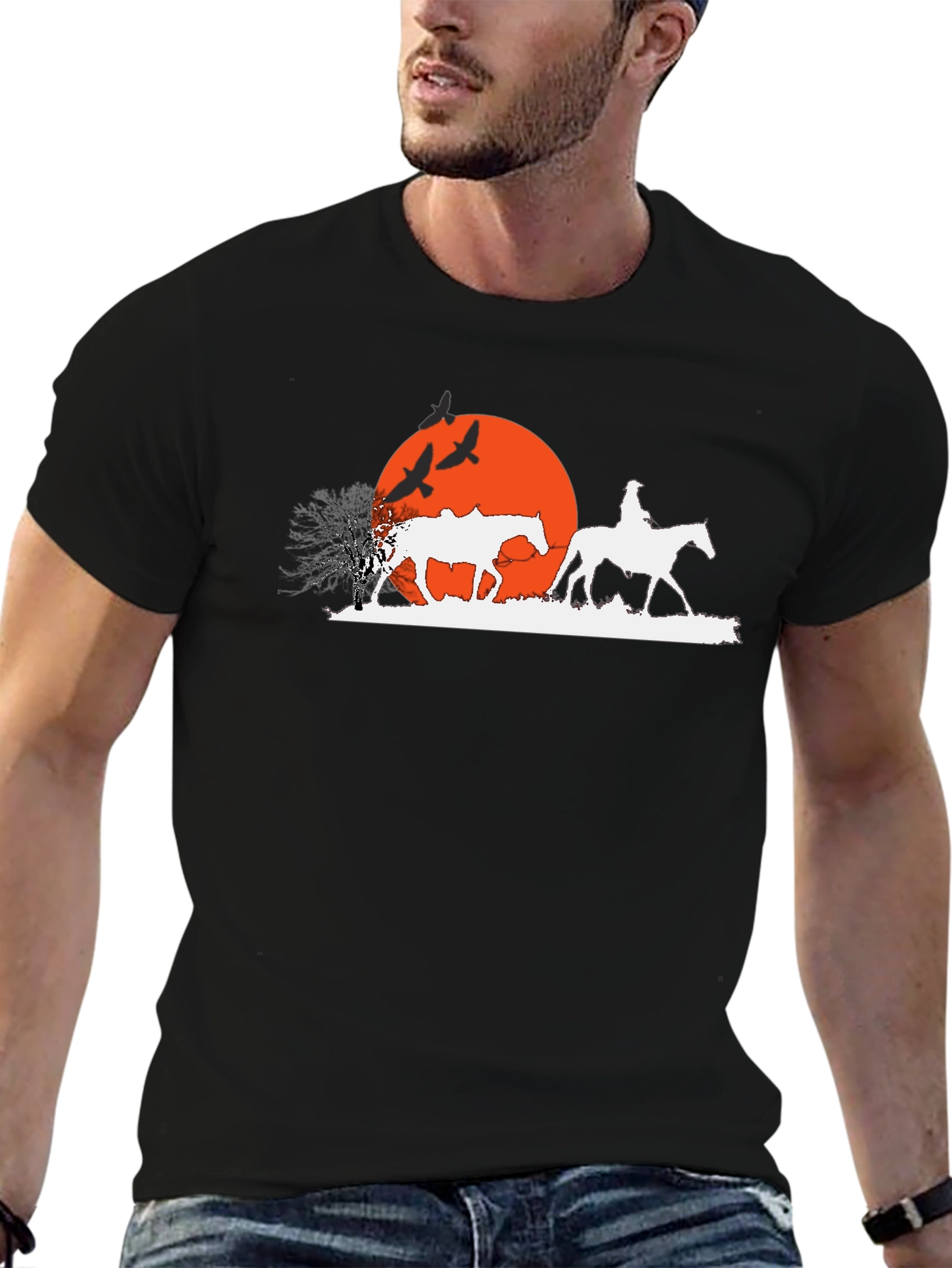 Sunset Rider Graphic T-Shirt - Western Theme Tee